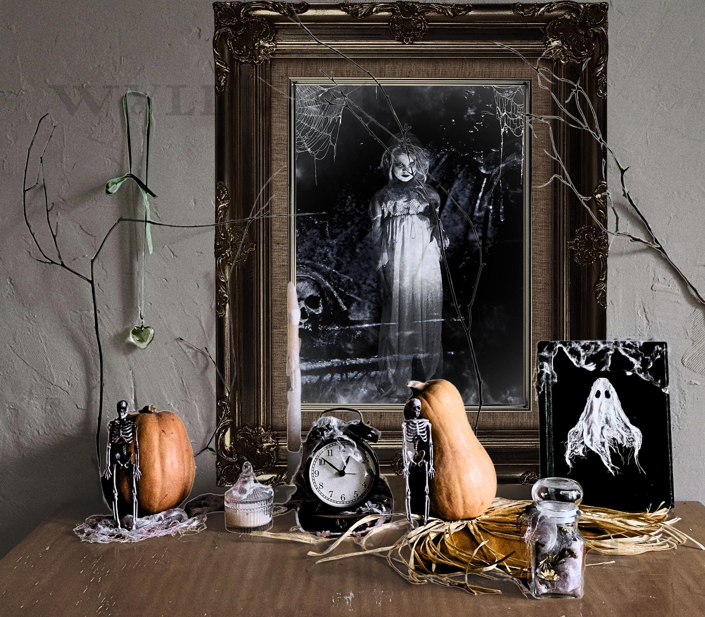 Haunted Doll Art Print: Eerie Gothic Halloween Decor