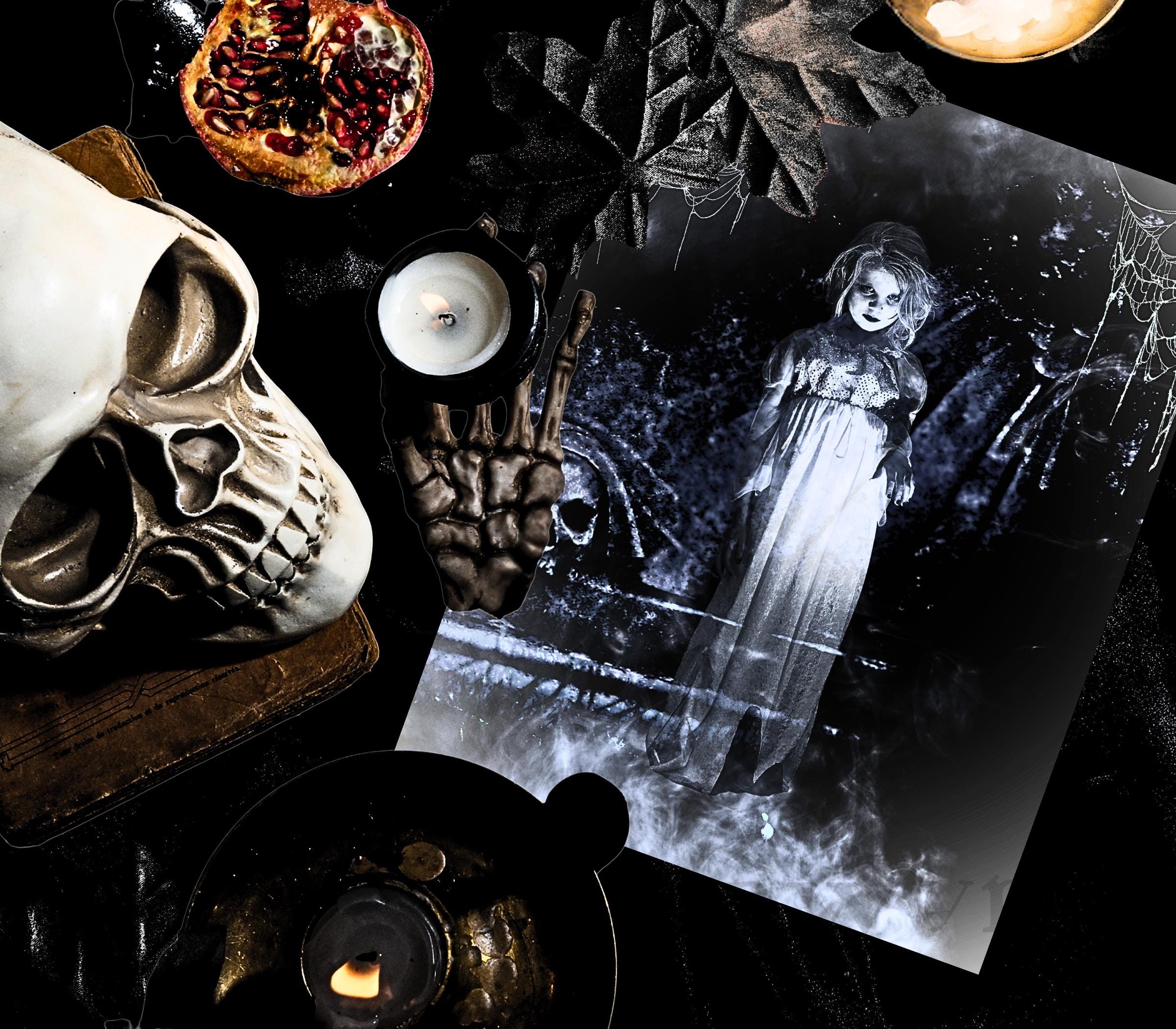 Haunted Doll Art Print: Eerie Gothic Halloween Decor