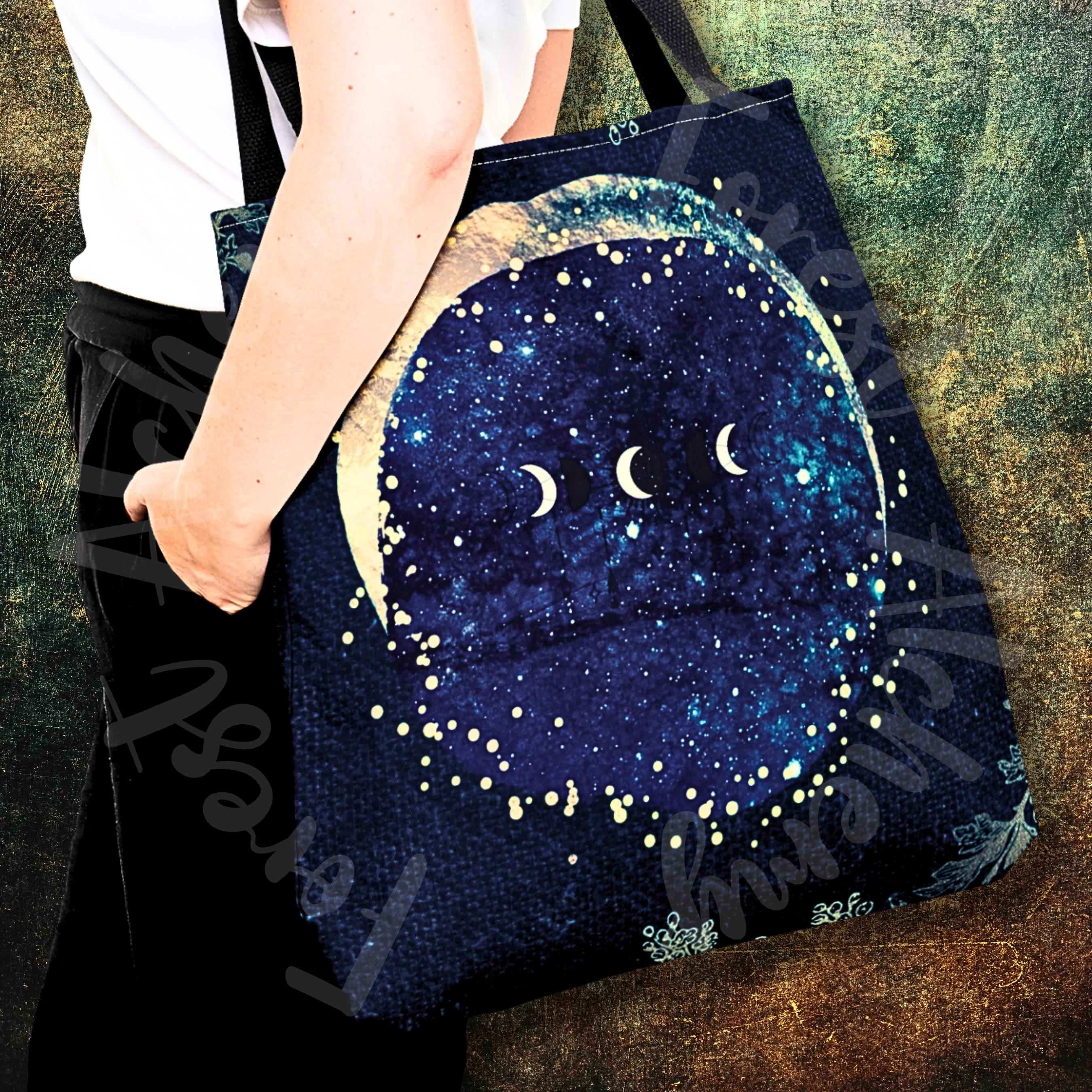 Celestial Lunar Tote Bag: Starry Galaxy Shoulder Bag