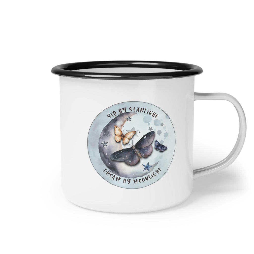 Moonlit Moth Enamel Camp Cup: 12oz Outdoor Mug