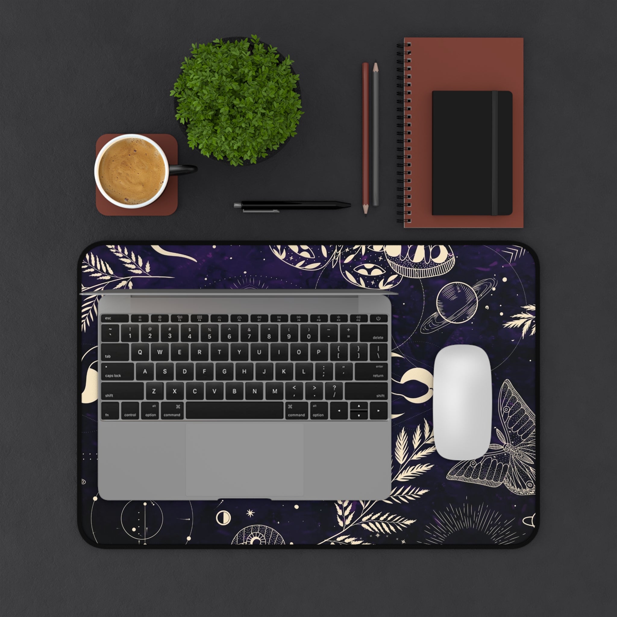 Cosmic Nature Desk Mat - Starry Landscape Mouse Pad, Astrology Gift, Office Decor, Aesthetic Home Office Accessories, Workspace Essential