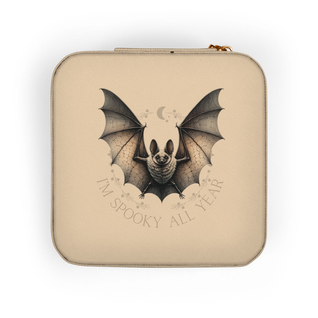 Cute Bat Illustration Jewelry Travel Case — Compact Portable Organizer for Rings, Earrings & Necklaces
