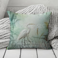 Elegant Egret Design Square Pillow in Faux Suede - 4 Size Options