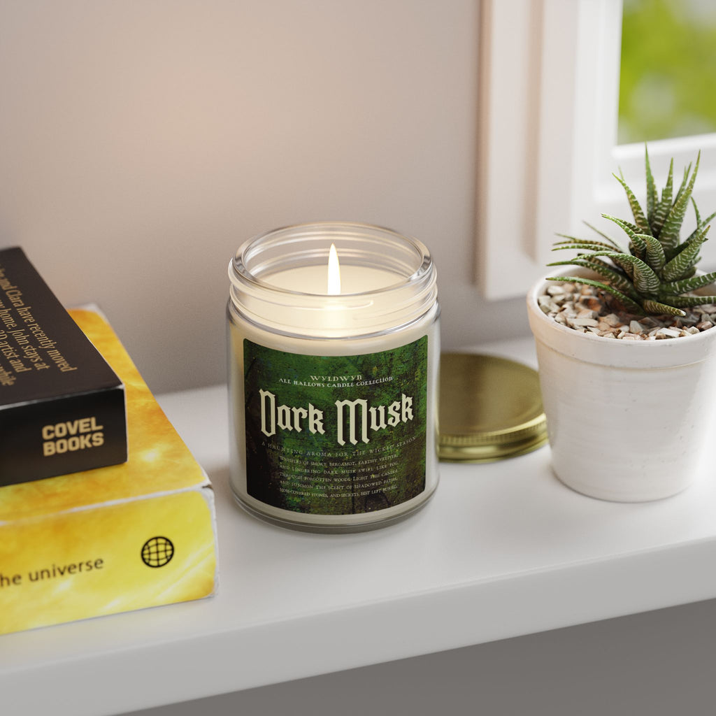 Scented Candle: Dark Musk, part of the All Hallows Candle Collection, 9 oz Coconut Apricot Wax