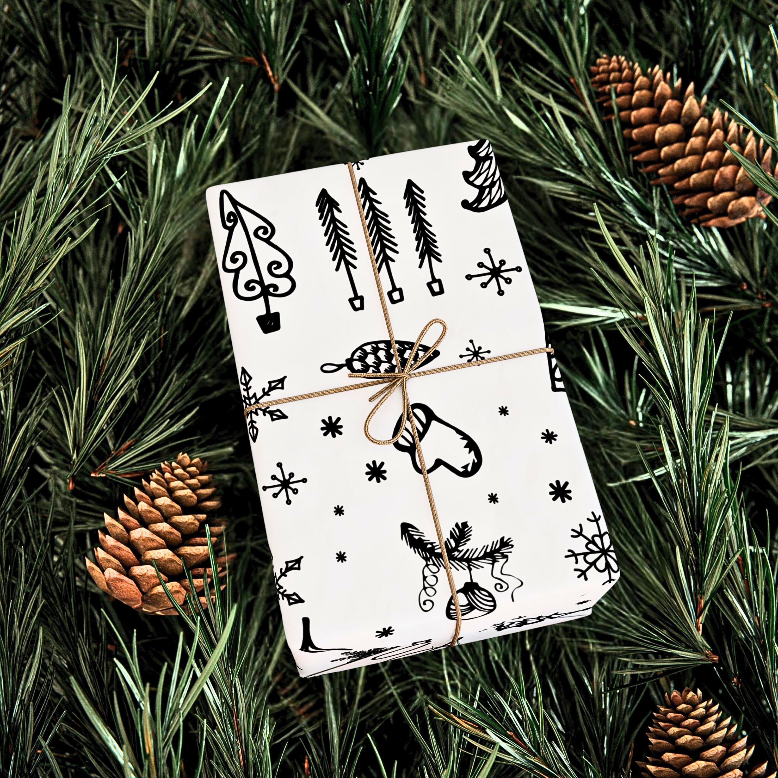 Christmas Doodle Wrapping Paper | Holiday Gift Wrap Roll