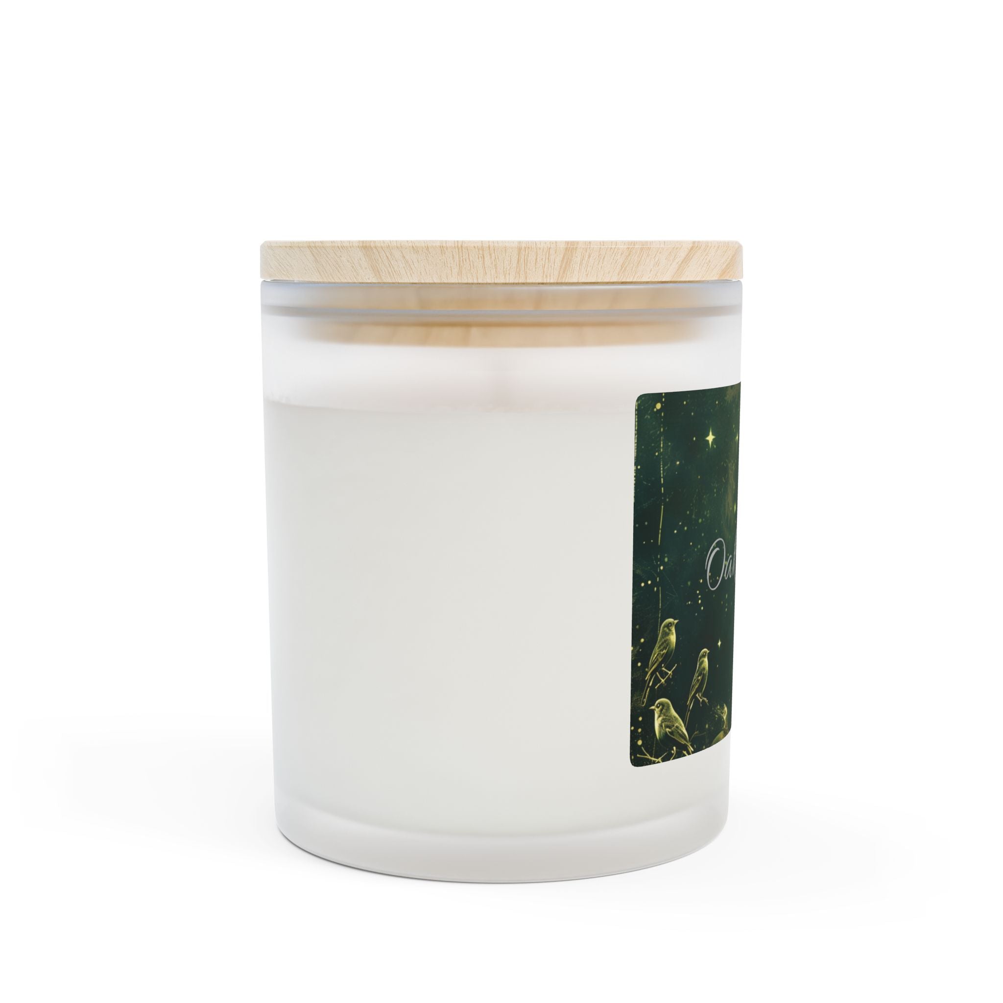 Frosted Glass Candle, 11oz - Oakmoss Ember Scented with Wooden Wick - Home Decor, Gift Ideas, Natural Soy Wax, Hand-Poured