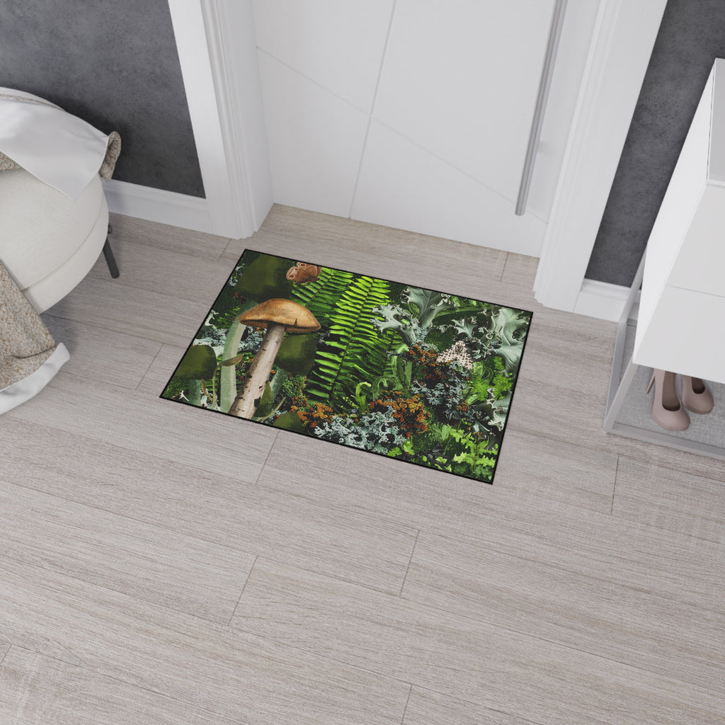 Mushroom Forest Floor Mat | Ferns Moss Lichen Nature Doormat