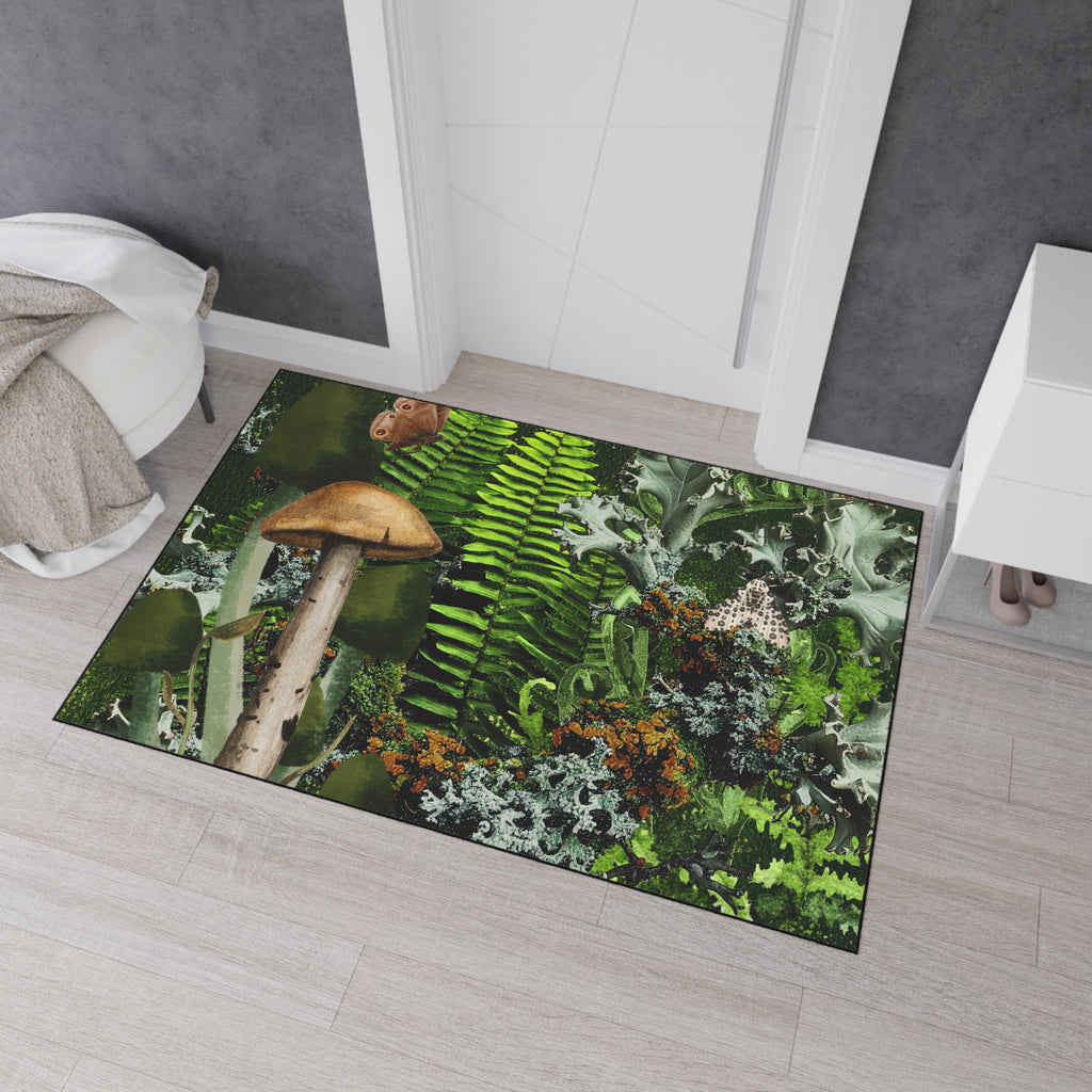 Mushroom Forest Floor Mat | Ferns Moss Lichen Nature Doormat