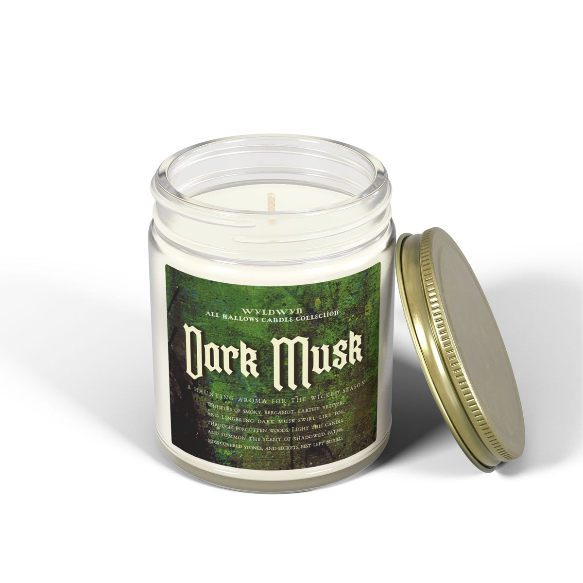 Scented Candle: Dark Musk, part of the All Hallows Candle Collection, 9 oz Coconut Apricot Wax