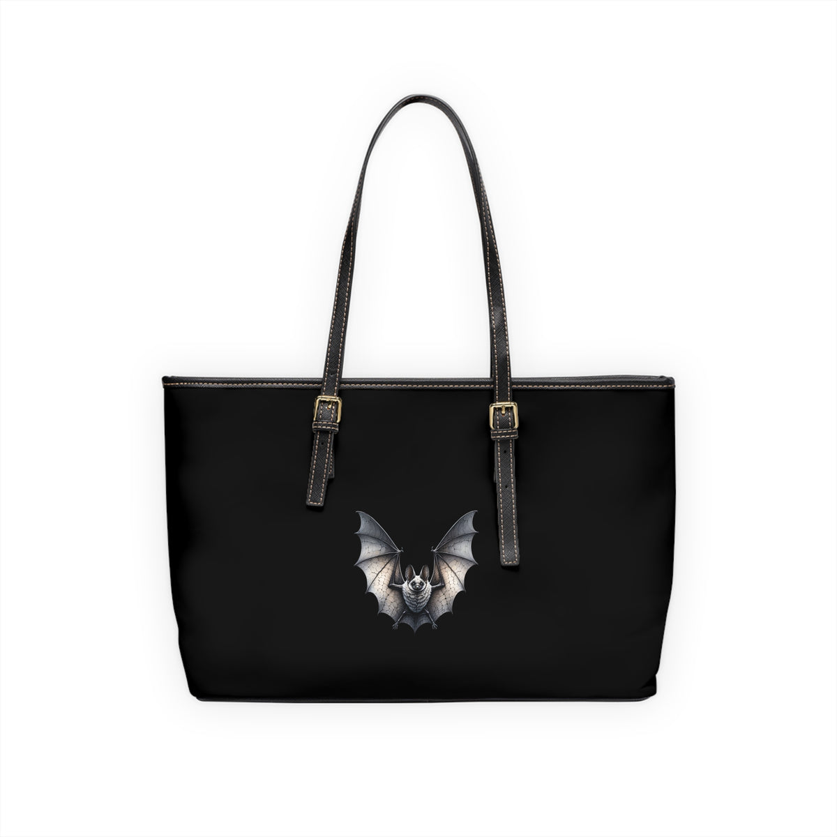 Shoulder Bag: Bat Illustration PU Leather  | Spooky Bat Design