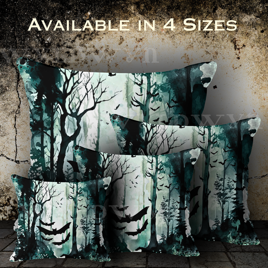 Gothic Bat Forest Faux Suede Pillow