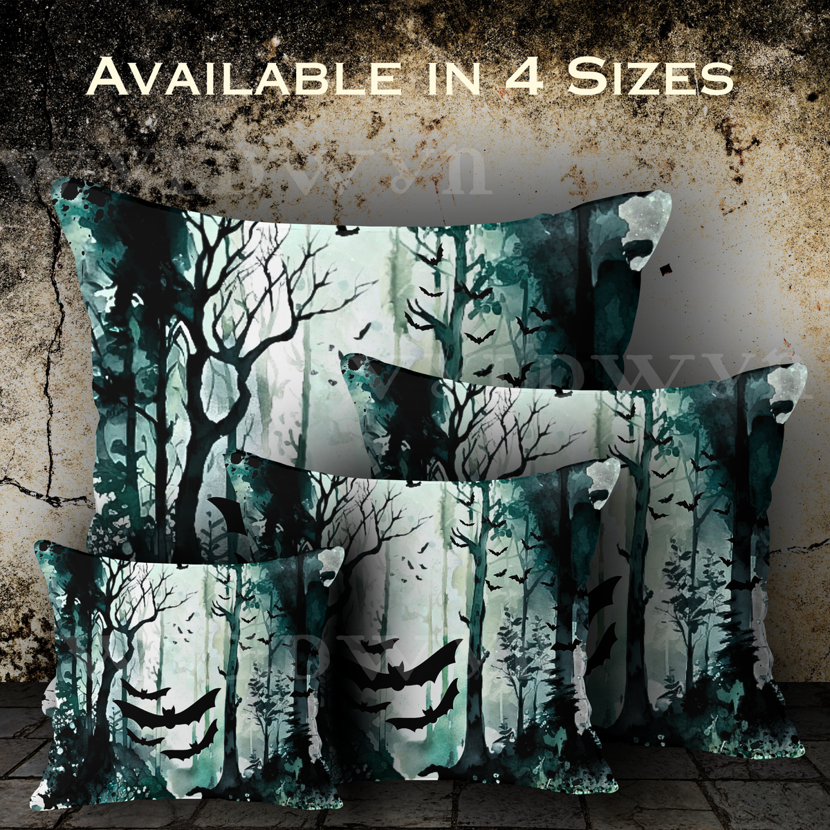 Gothic Bat Forest Faux Suede Pillow