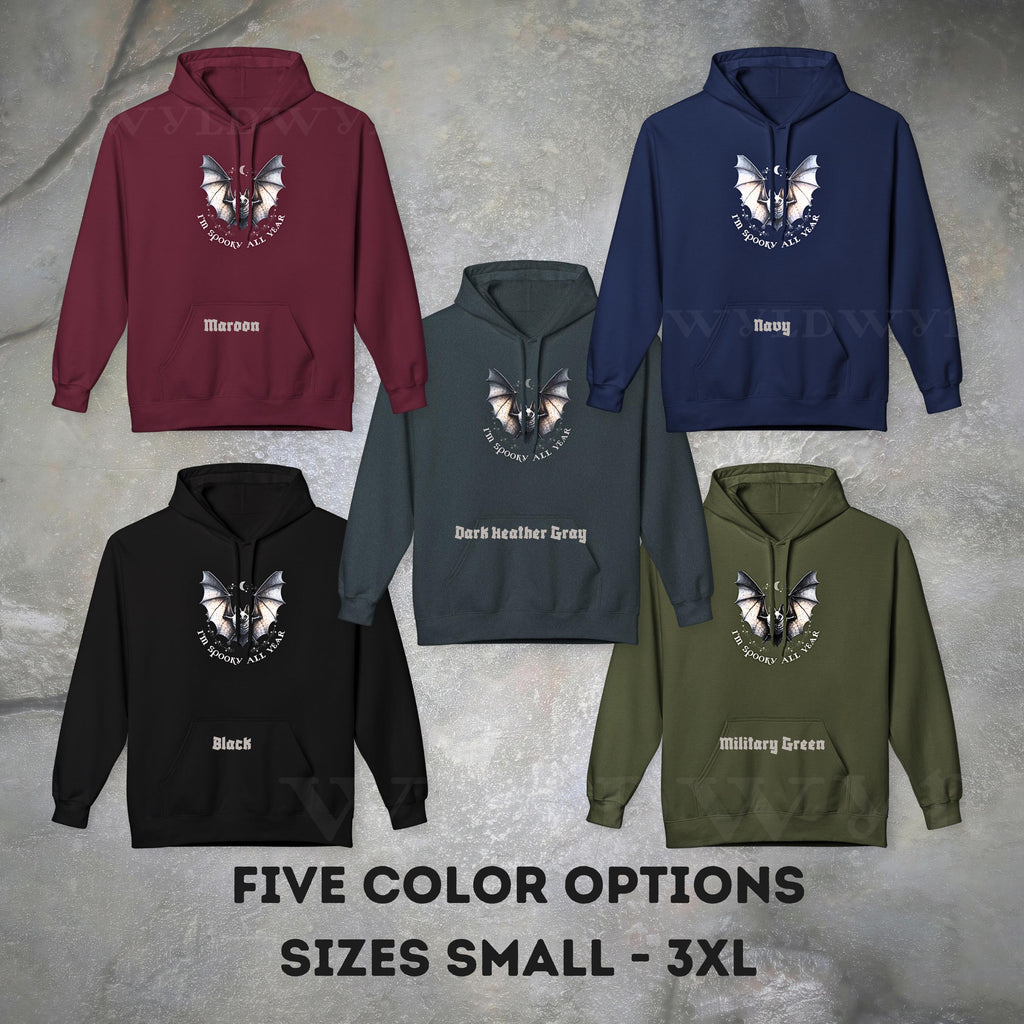 Spooky All Year Bat Hoodie – Cute Halloween Hoodie with Cozy Fit, Sustainable & Socially Conscious