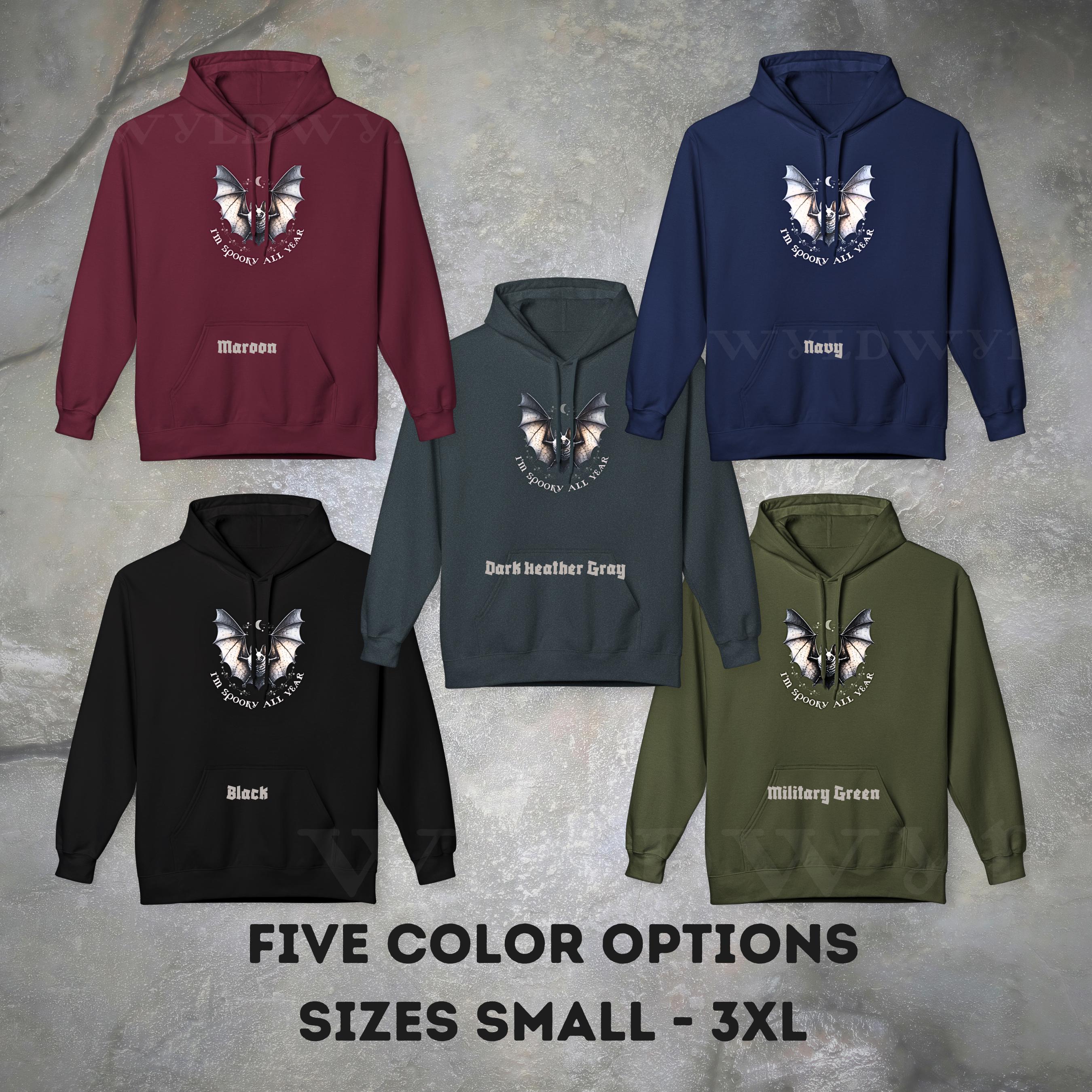 Spooky All Year Bat Hoodie – Cute Halloween Hoodie with Cozy Fit, Sustainable & Socially Conscious
