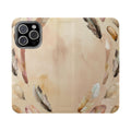 Feathers Flip Case, Phone Case, Protective Cover, Faux Leather Stand Feature Card & Cash Storage, Vibrant Colors, Stylish and Practical