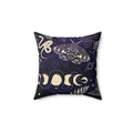 Mystical Nature Square Pillow, Elegant Home Decor, Butterfly and Snake Design, for Garden Lovers, Boho Aesthetic, Gift Idea