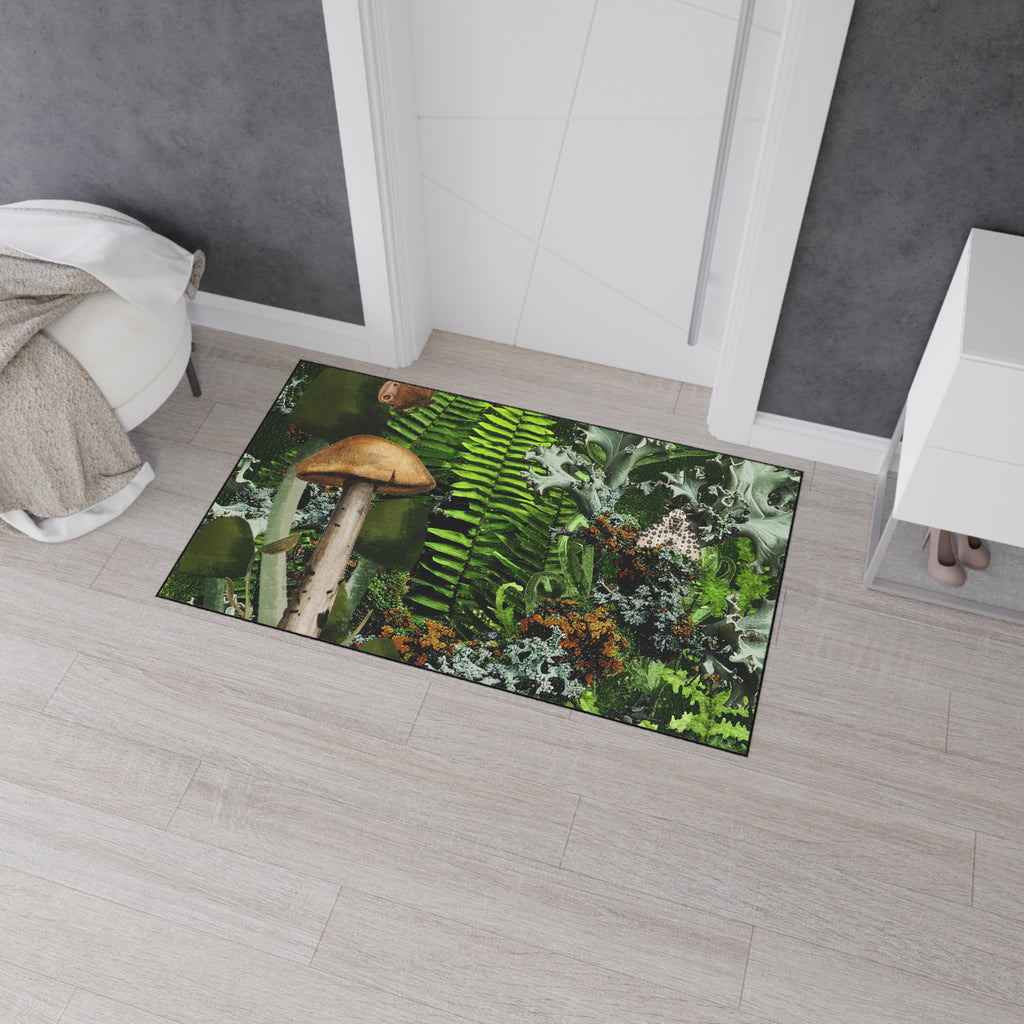 Mushroom Forest Floor Mat | Ferns Moss Lichen Nature Doormat