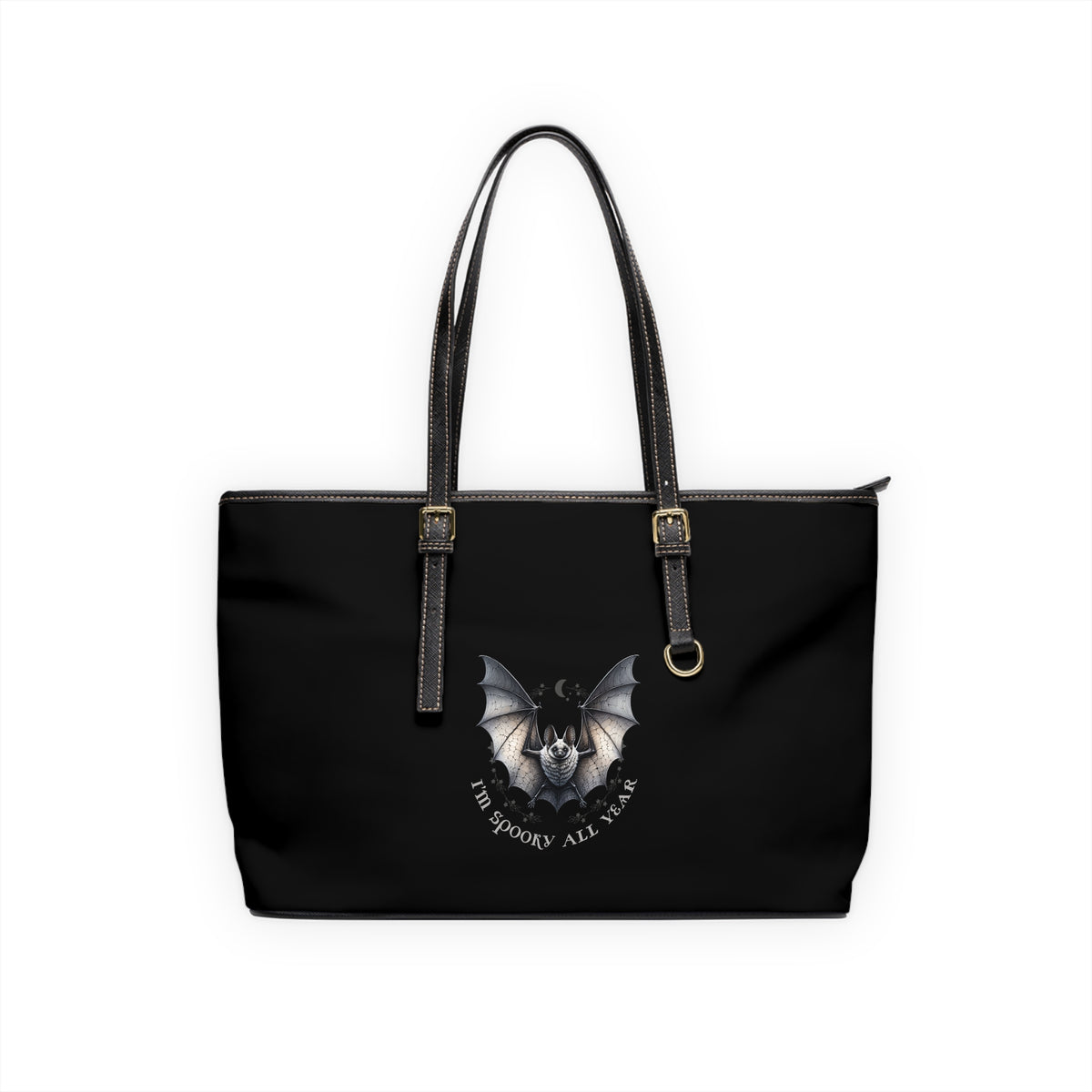 Shoulder Bag: Bat Illustration PU Leather  | Spooky Bat Design