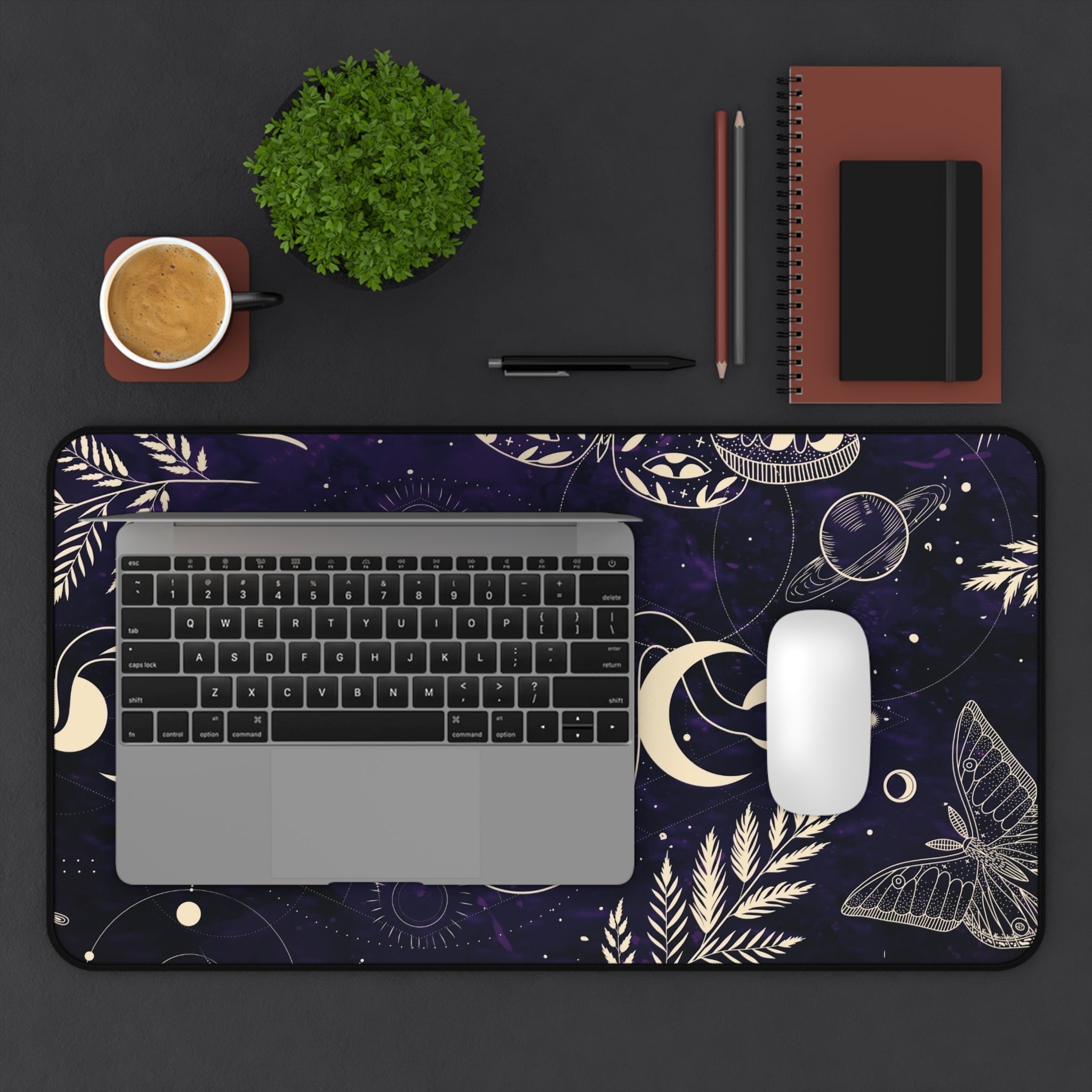 Cosmic Nature Desk Mat - Starry Landscape Mouse Pad, Astrology Gift, Office Decor, Aesthetic Home Office Accessories, Workspace Essential