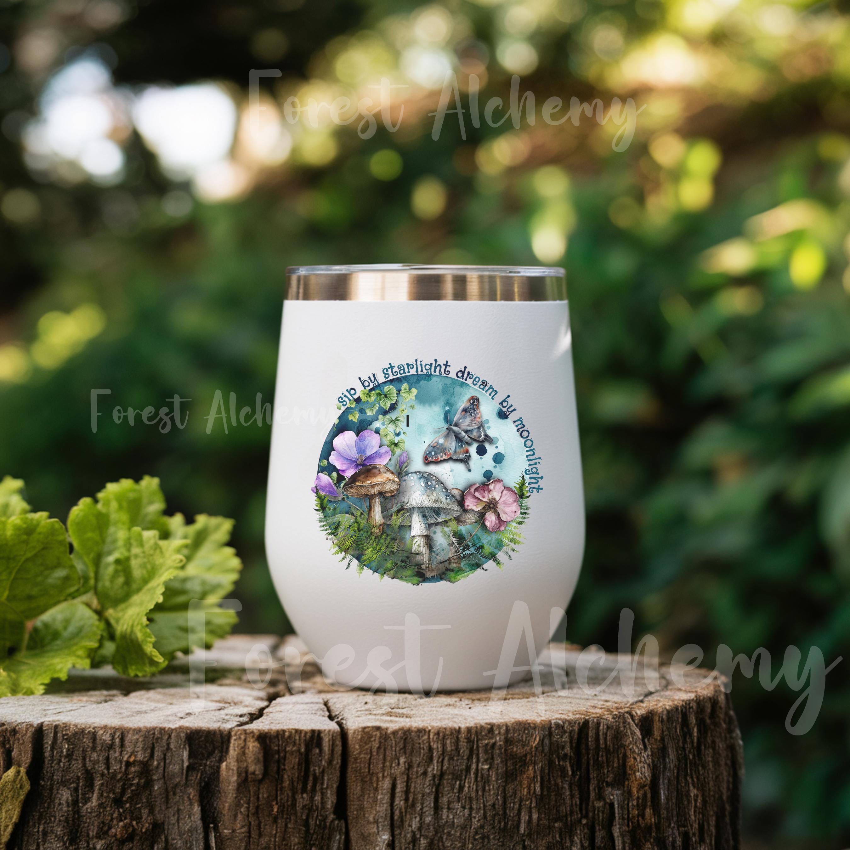 Mushroom Forest Wine Tote and Tumbler Set: Woodland Enthusiast Gift