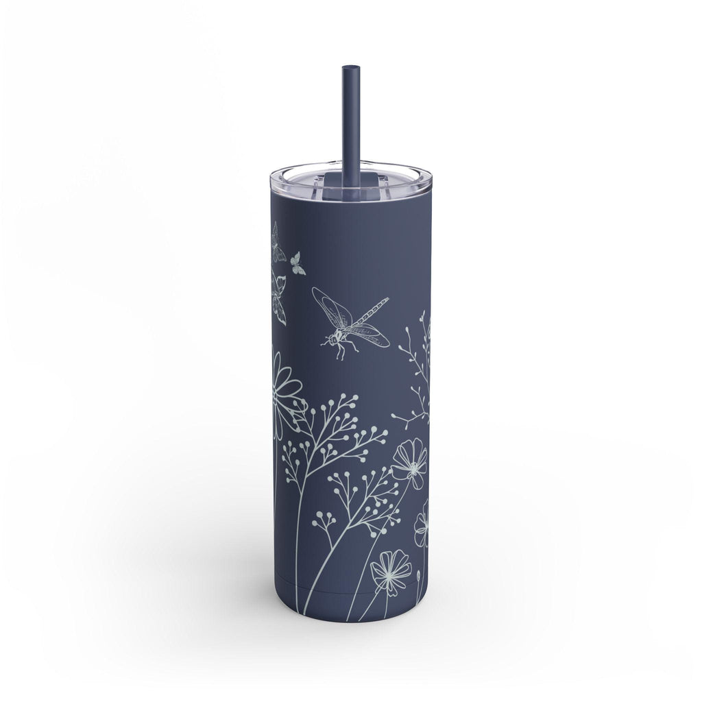 Floral Matte Skinny Tumbler: Eco-Friendly 20 oz Travel Cup