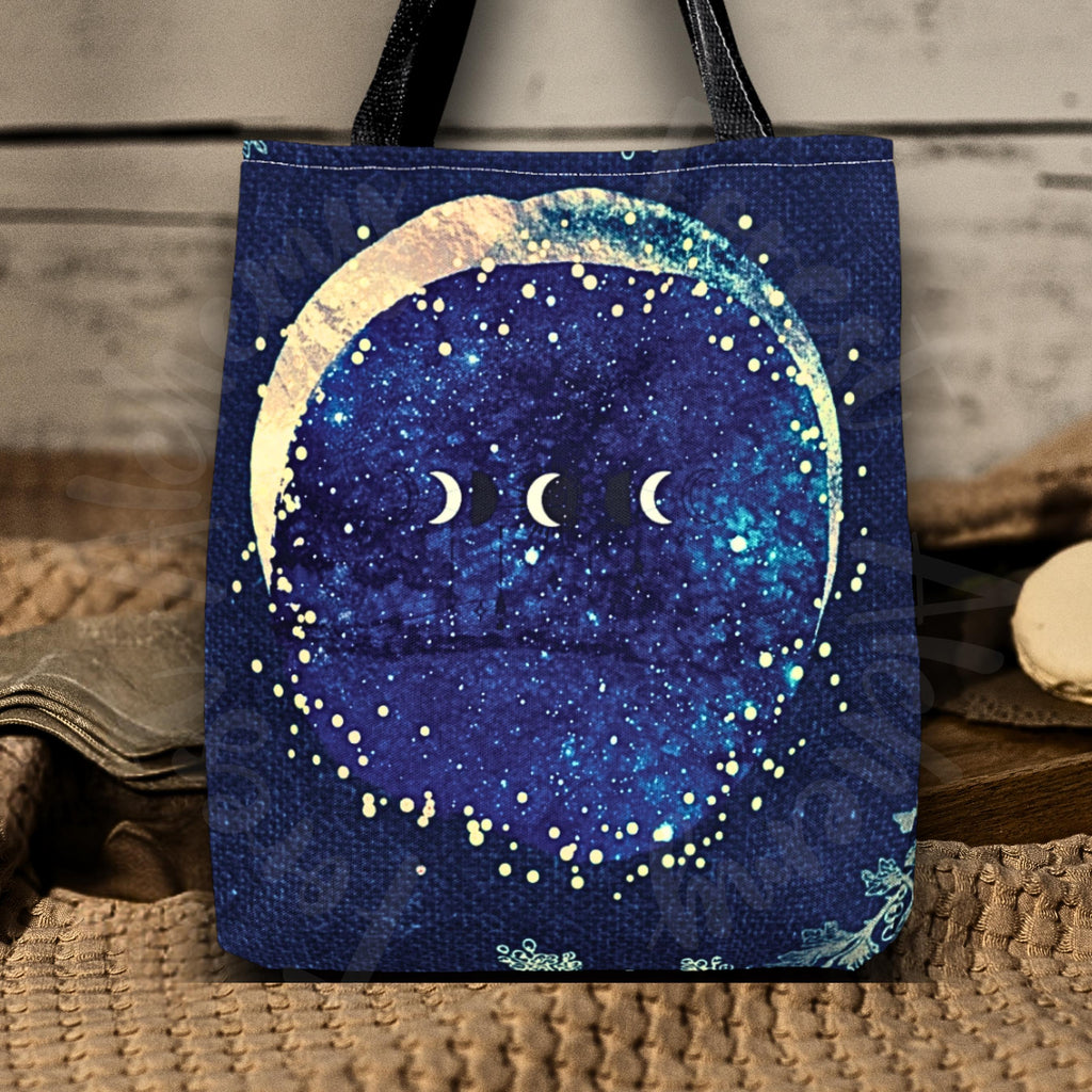 Celestial Lunar Tote Bag: Starry Galaxy Shoulder Bag