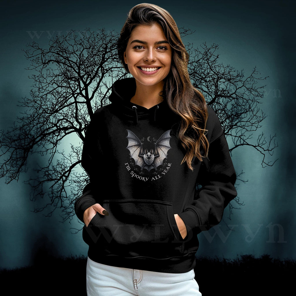 Spooky All Year Bat Hoodie – Cute Halloween Hoodie with Cozy Fit, Sustainable & Socially Conscious