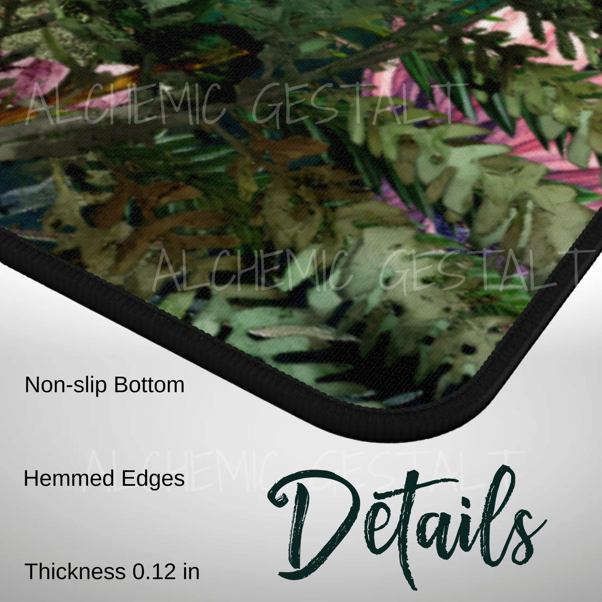 Mushroom Forest Desk Mat – Botanical Mouse Pad with Ferns & Butterflies