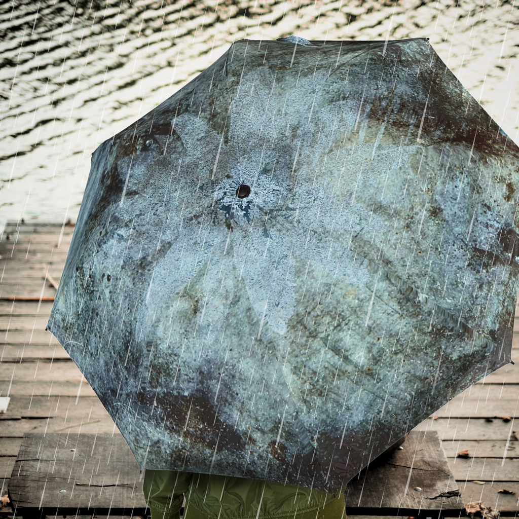 Rustic Patina Foldable Umbrella — Compact Semi-Automatic Rain Shield