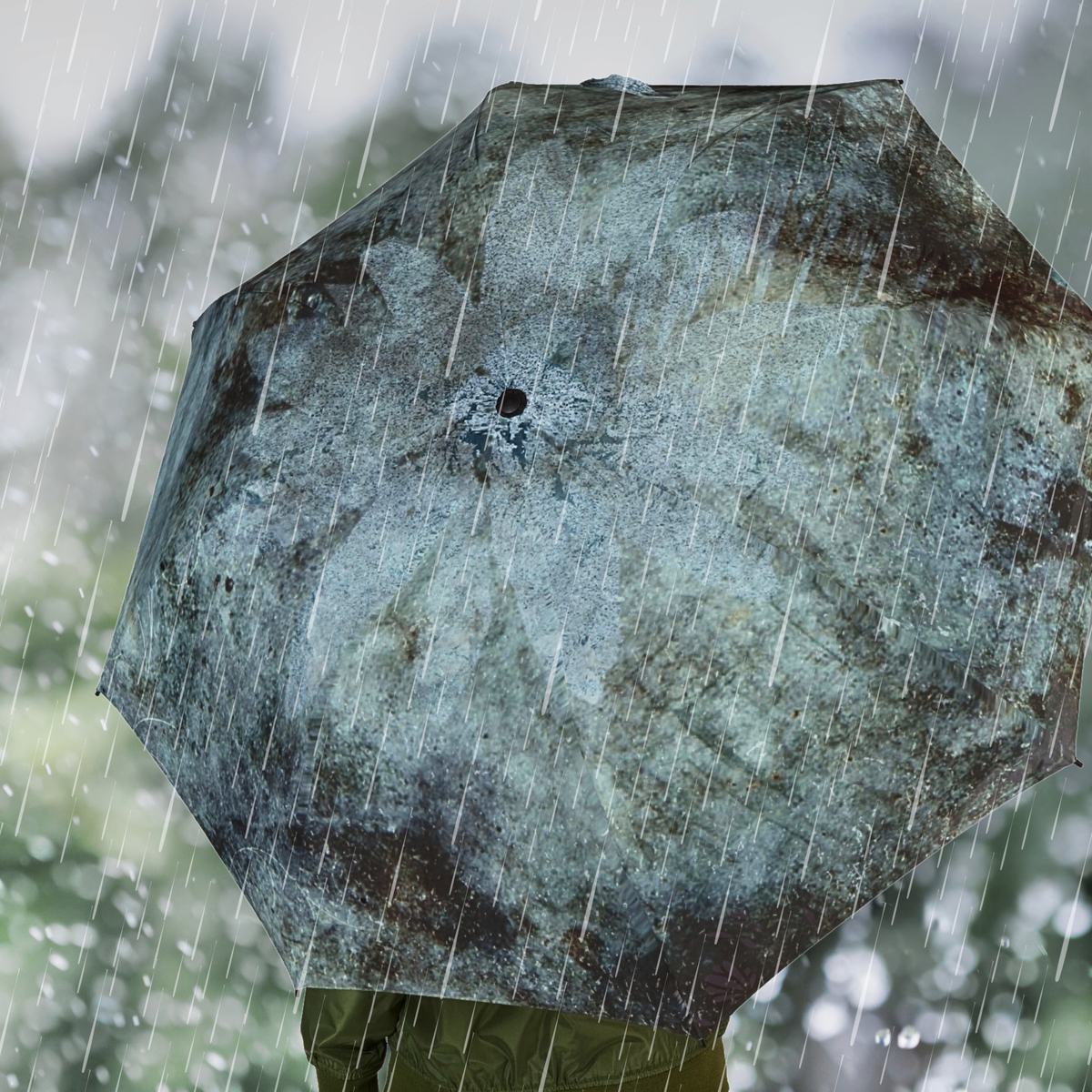 Rustic Patina Foldable Umbrella — Compact Semi-Automatic Rain Shield