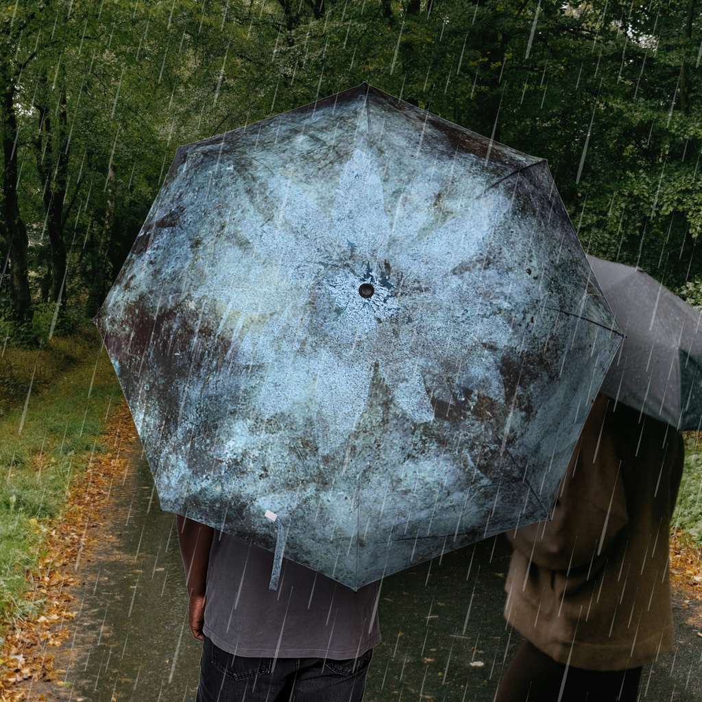 Rustic Patina Foldable Umbrella — Compact Semi-Automatic Rain Shield