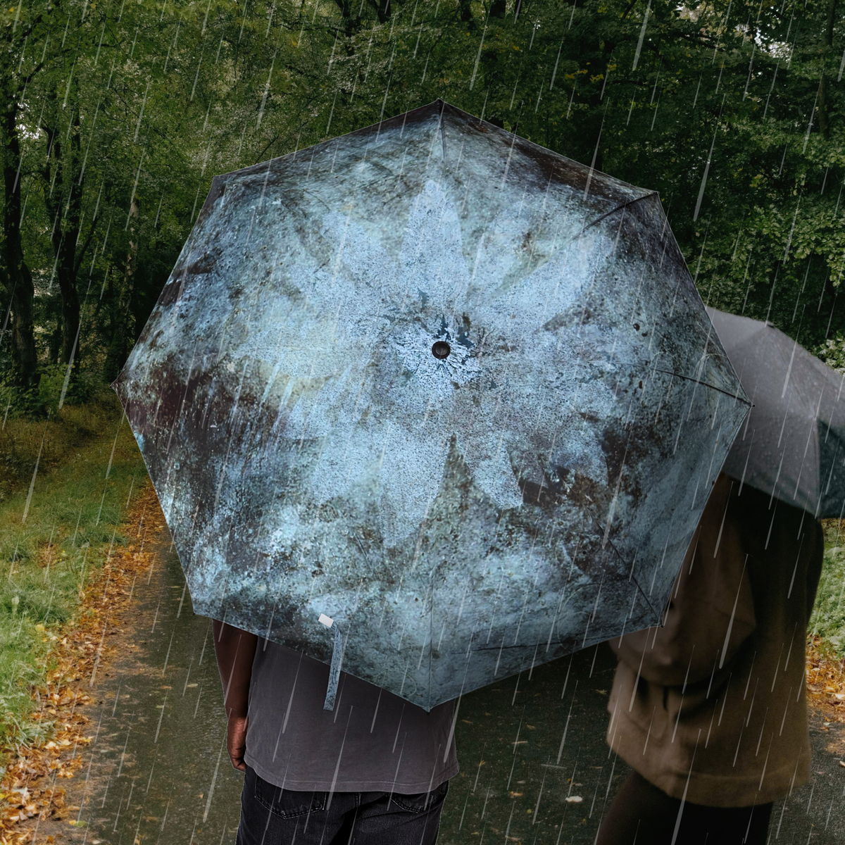 Rustic Patina Foldable Umbrella — Compact Semi-Automatic Rain Shield
