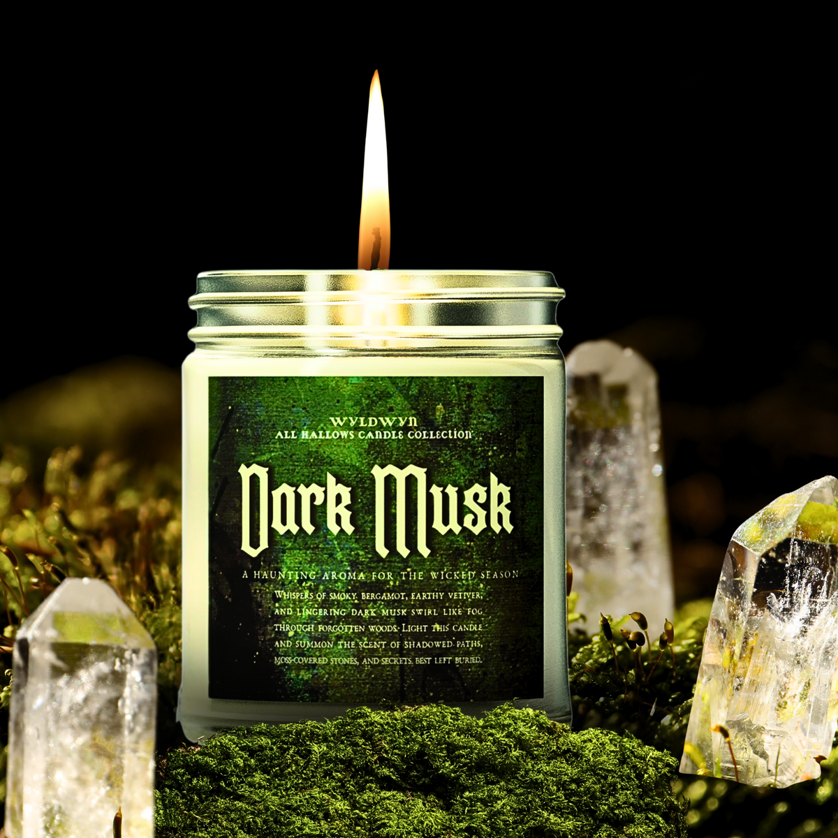 Scented Candle: Dark Musk, part of the All Hallows Candle Collection, 9 oz Coconut Apricot Wax