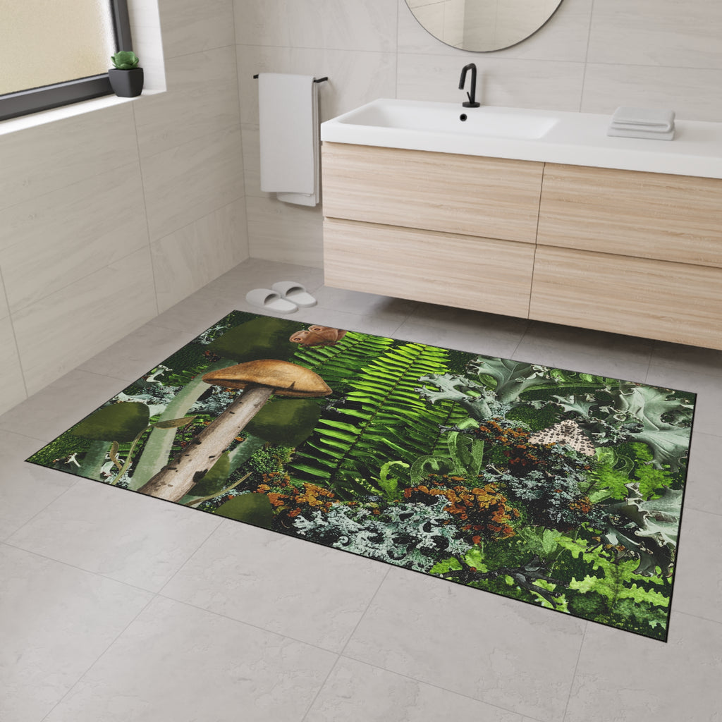 Mushroom Forest Floor Mat | Ferns Moss Lichen Nature Doormat