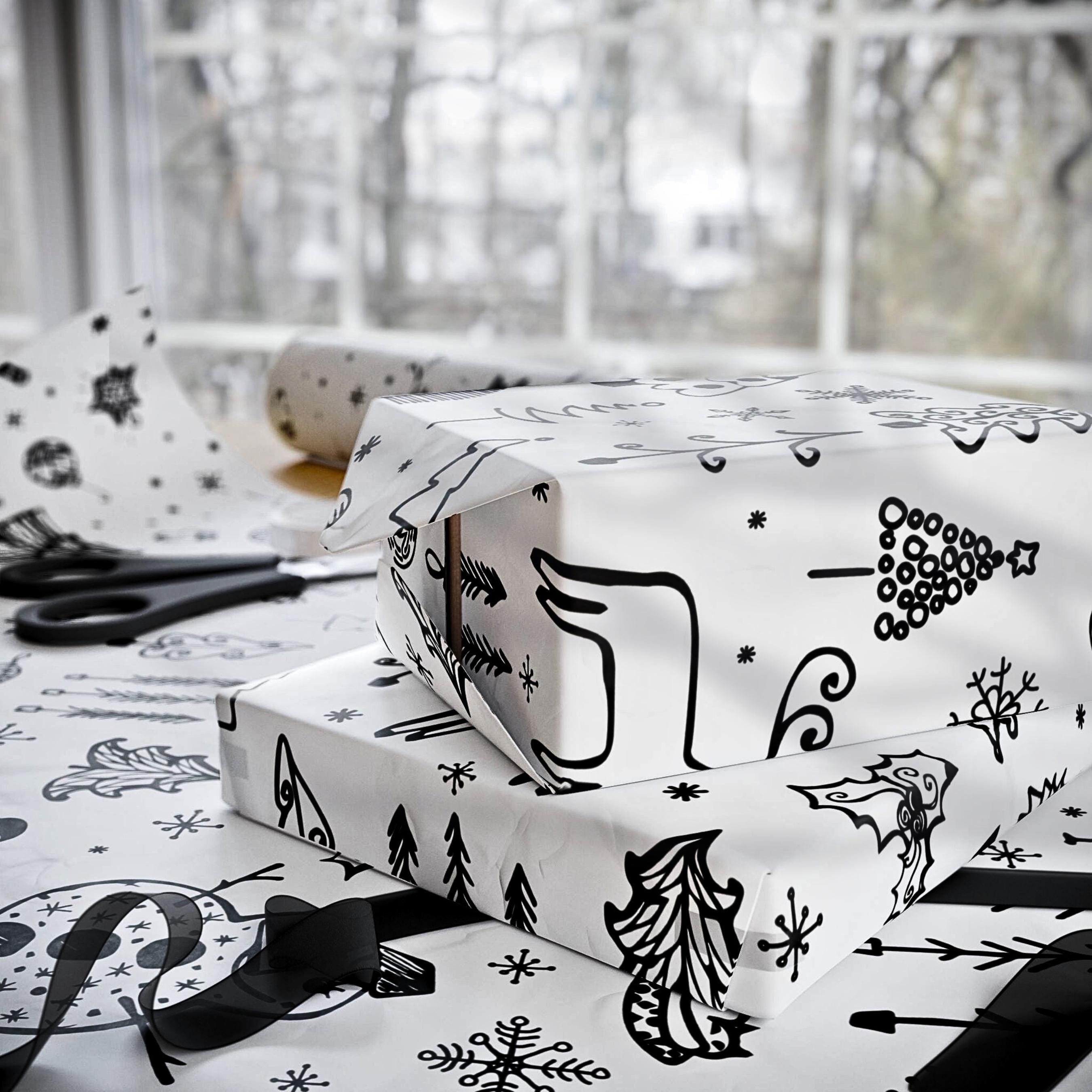 Christmas Doodle Wrapping Paper | Holiday Gift Wrap Roll