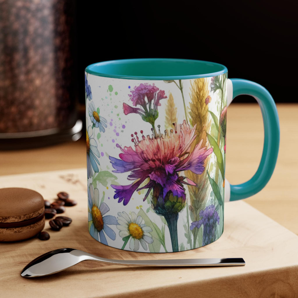 Wildflower Ceramic Mug: Vibrant Floral Design, Gardener Gift