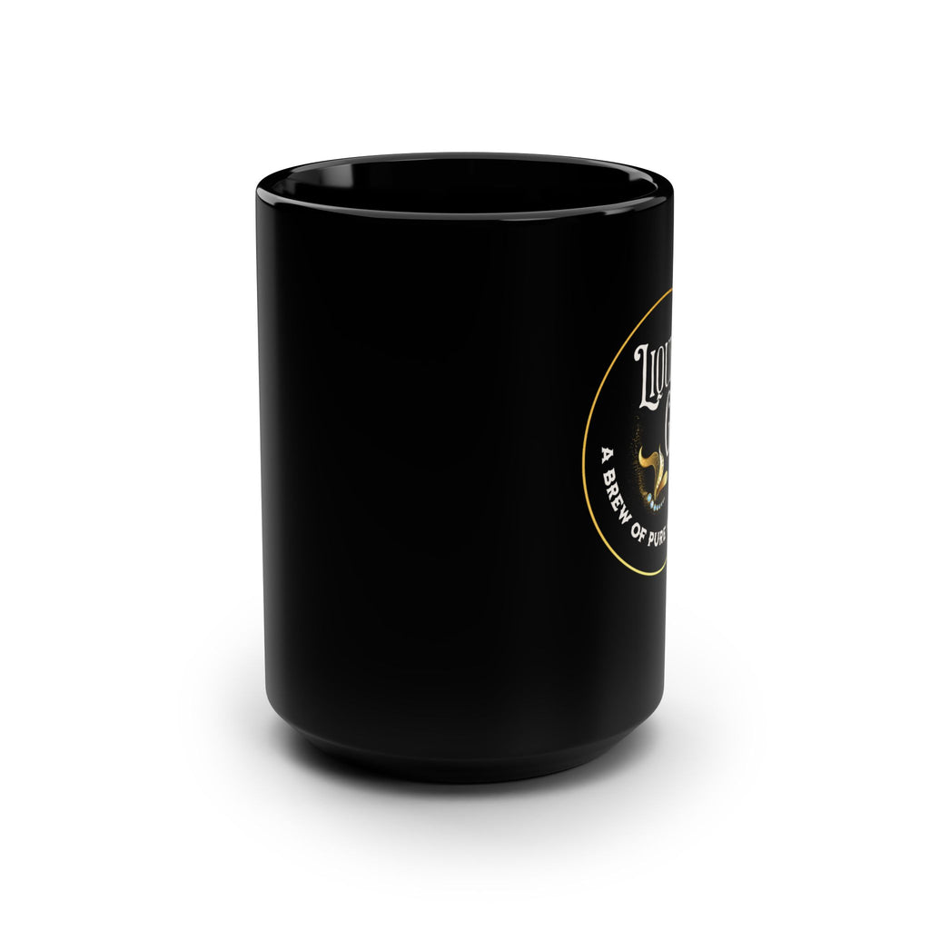Liquid Gold Black 15oz Mug — 'Liquid Gold' Logo Coffee Cup