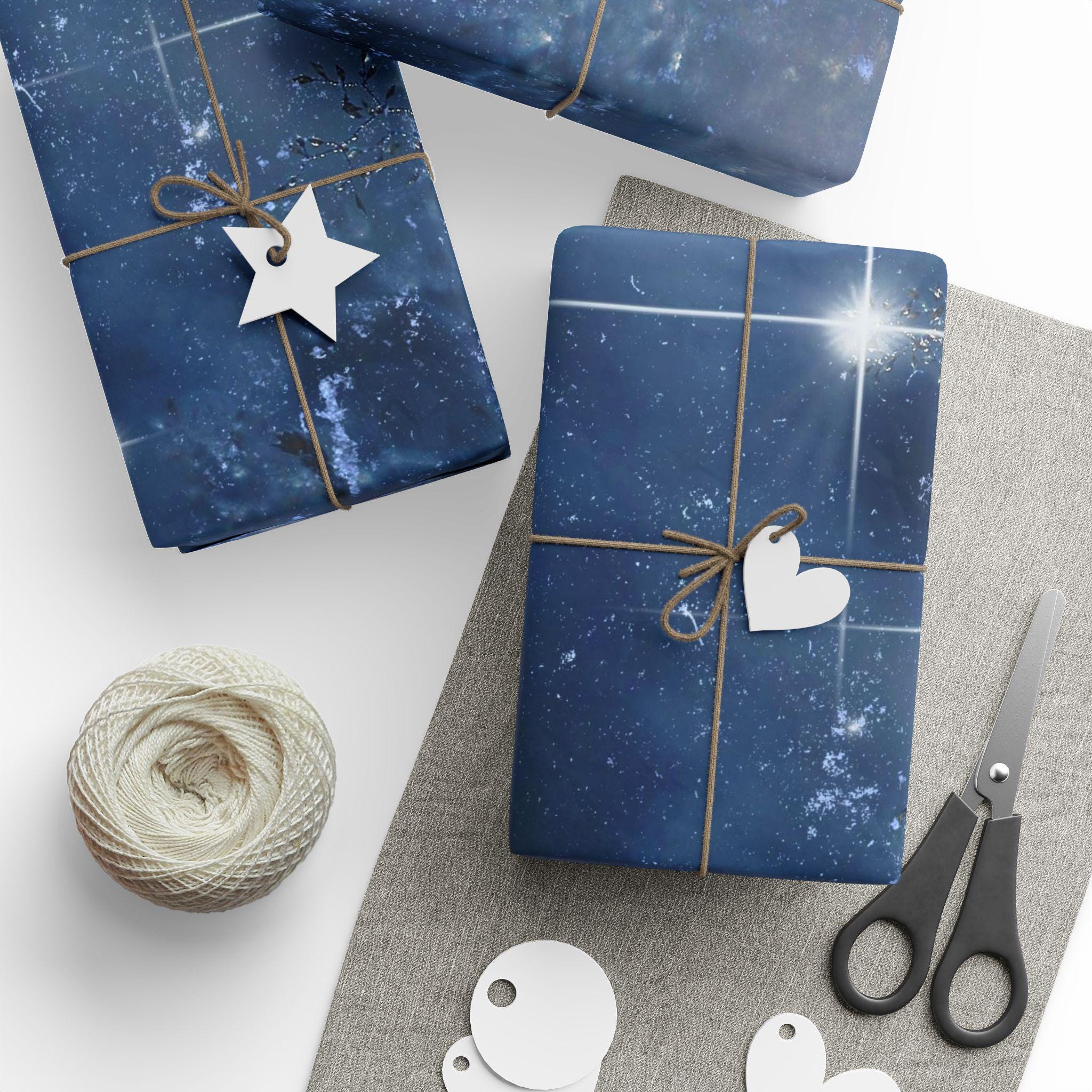 Starry Night Wrapping Paper, Elegant Gift Wrap, Holiday Decor, Winter Celebrations, Birthday Gift Wrap, Snowy Patterned Paper