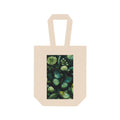 Botanical Double Wine Tote Bag - Emerald Butterflies, Gift for Wine Lovers, Eco-Friendly Gift, Wine Carrier, Picnic Essential, Mother's Day