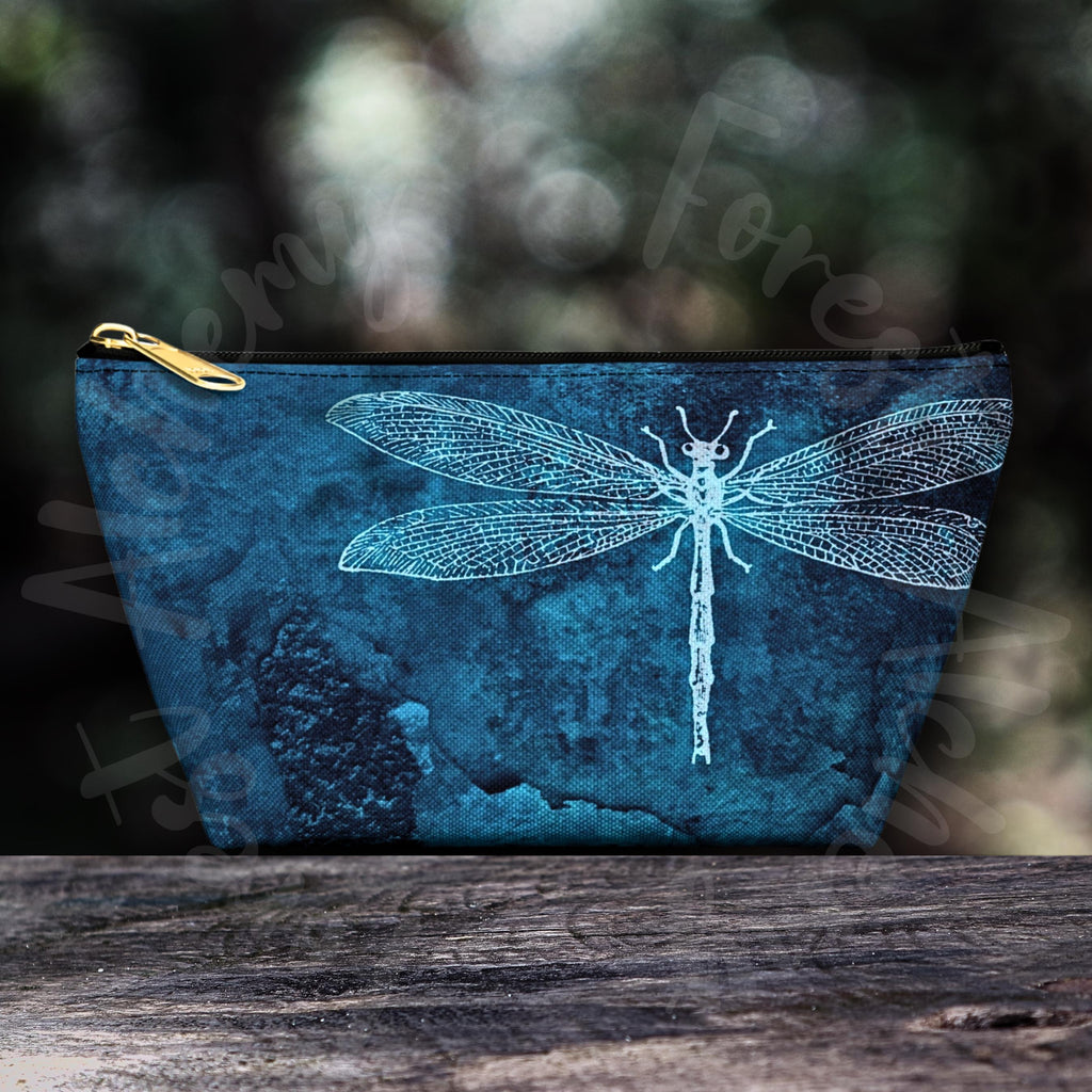 Dragonfly Accessory Pouch: Blue Insect Cosmetic Bag, Travel Organizer