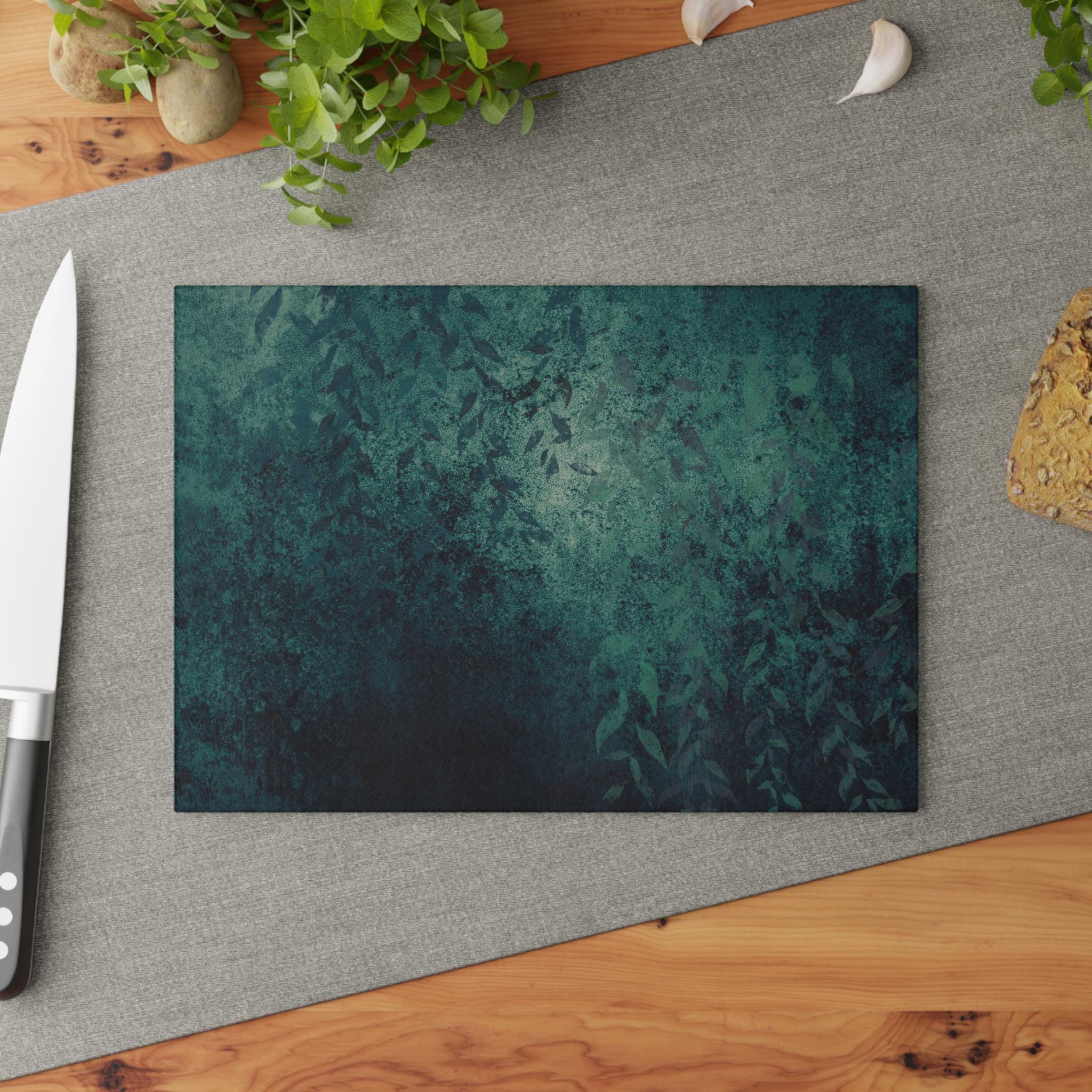 Botanical Glass Cutting Board: Elegant Kitchen Decor