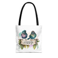Cheerful Bird Design Tote Bag - Choose Happy Watercolor Print - 3 Sizes Available | Bird Lover Gift Idea |  Whimsical Birds Versatile Tote