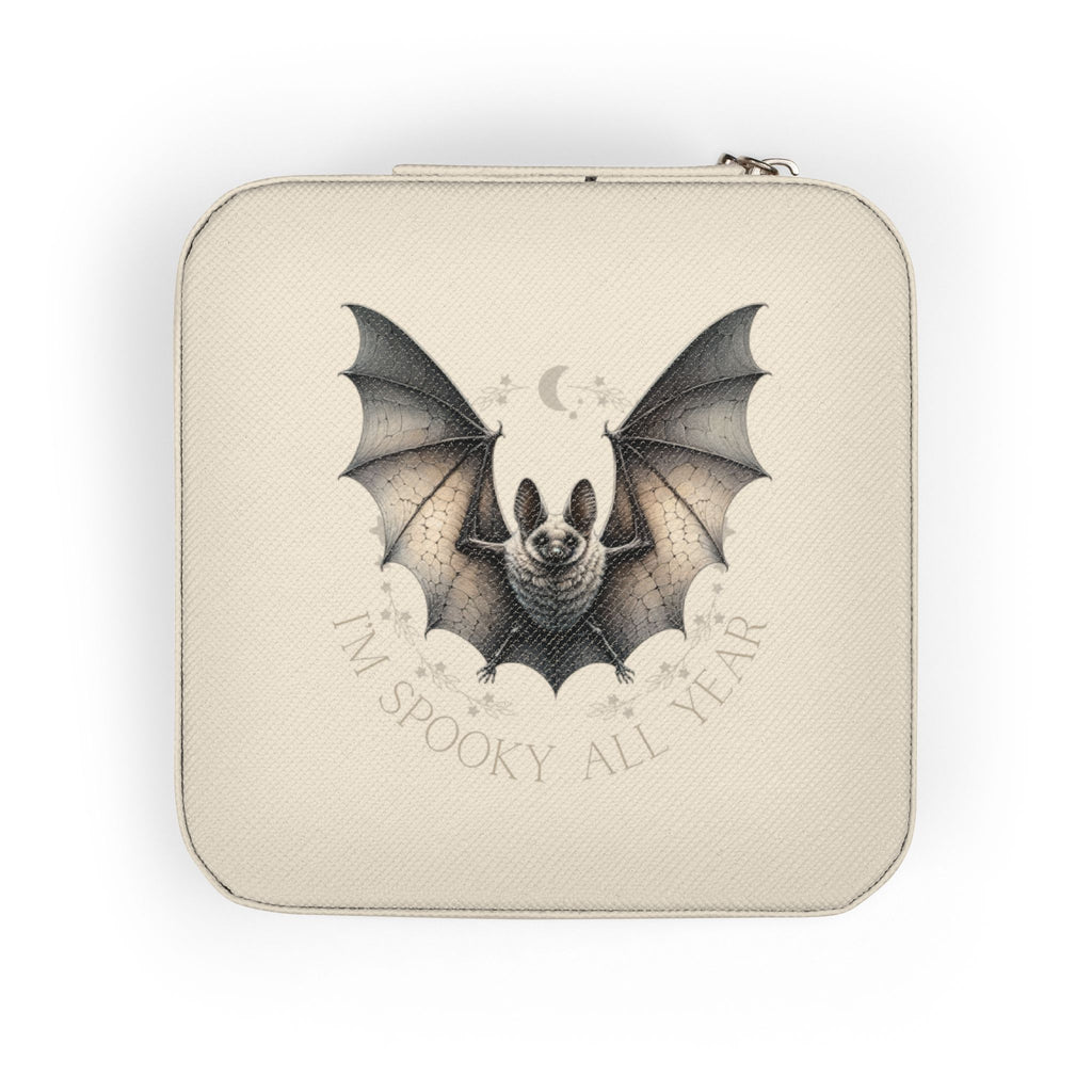 Cute Bat Illustration Jewelry Travel Case — Compact Portable Organizer for Rings, Earrings & Necklaces