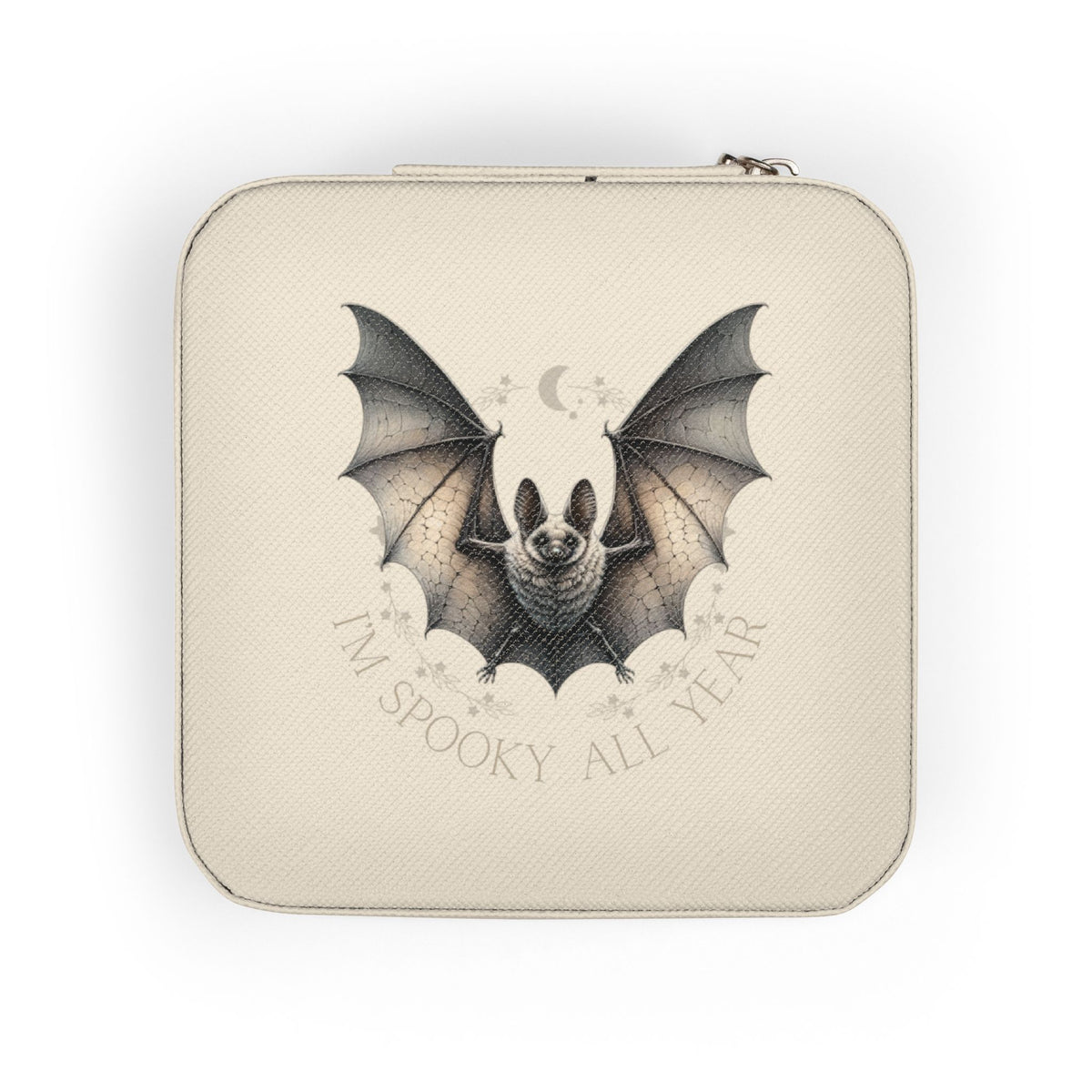 Cute Bat Illustration Jewelry Travel Case — Compact Portable Organizer for Rings, Earrings & Necklaces