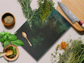 Fossil Look Glass Cutting Board: Deep Green & Blue Kitchen Decor