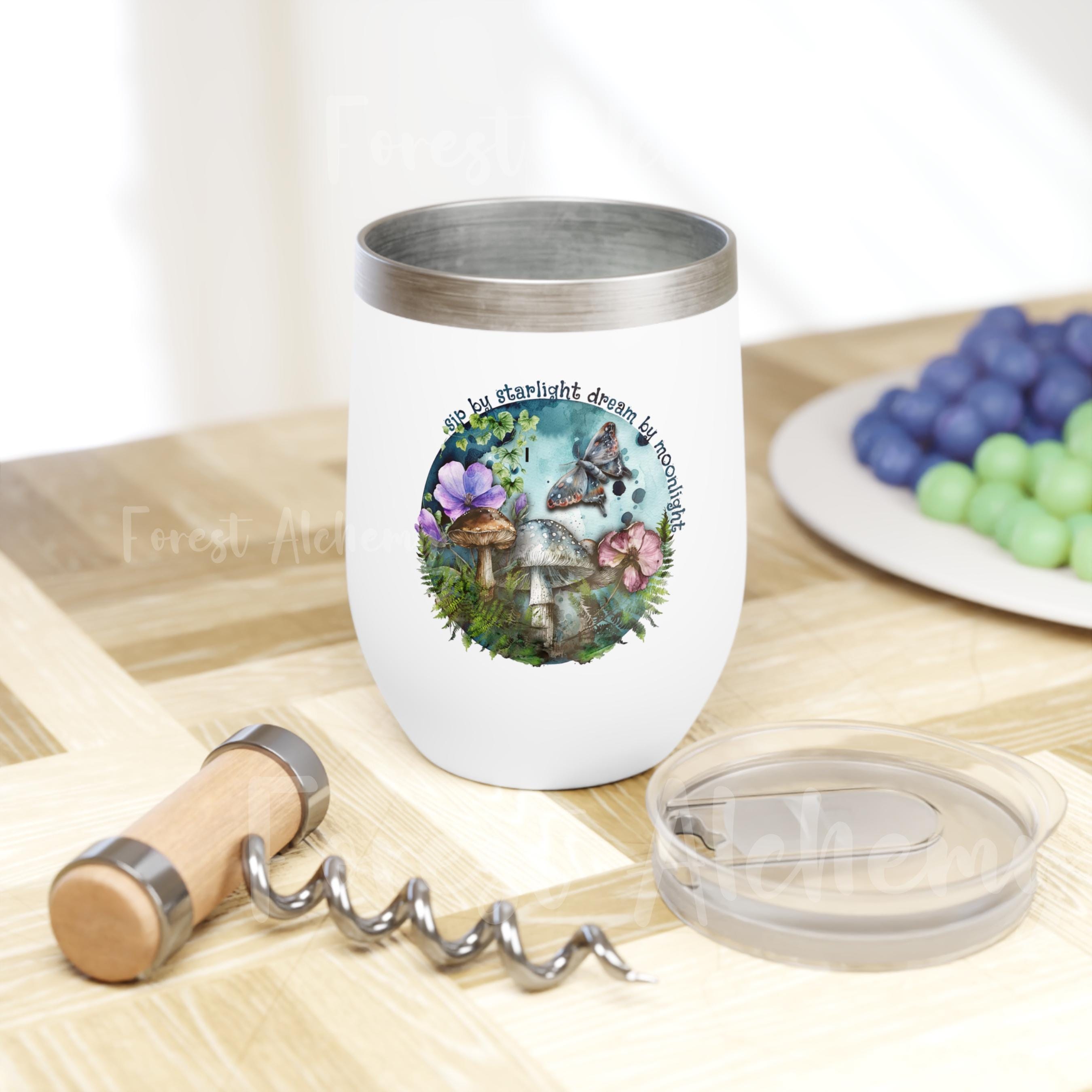 Mushroom Forest Wine Tote and Tumbler Set: Woodland Enthusiast Gift