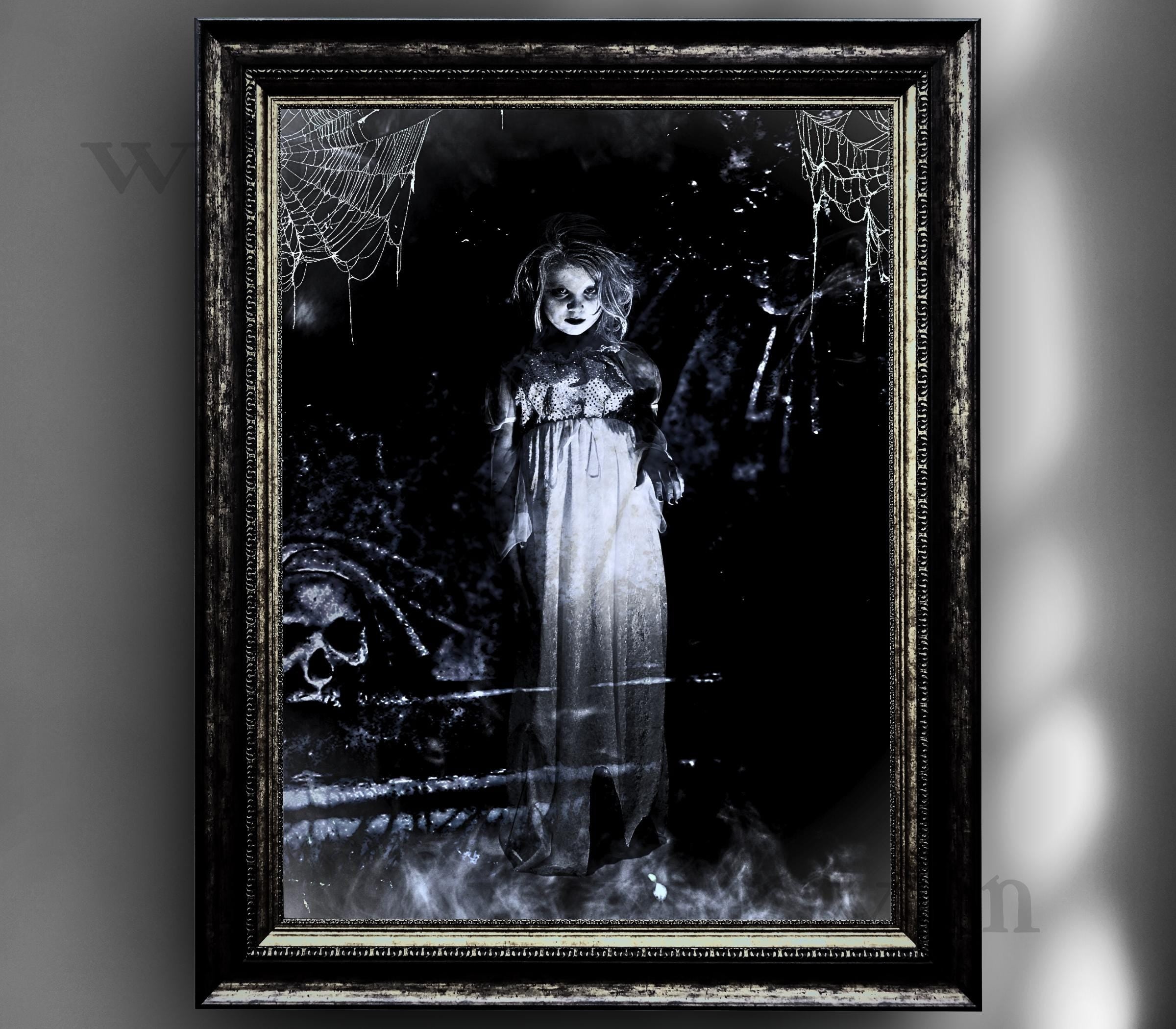 Haunted Doll Art Print: Eerie Gothic Halloween Decor