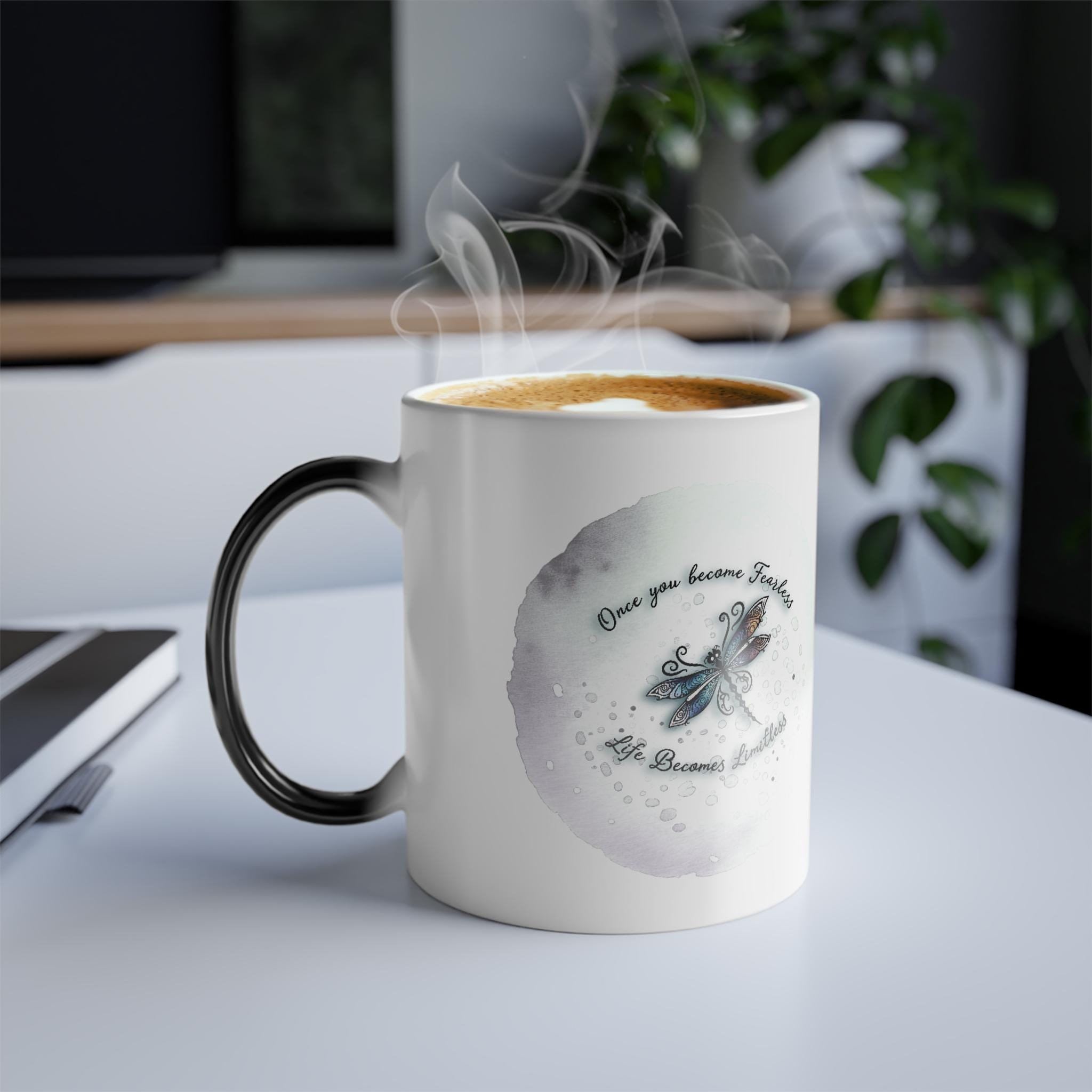 Dragonfly Color Morphing Coffee Mug: Heat-Sensitive Ceramic
