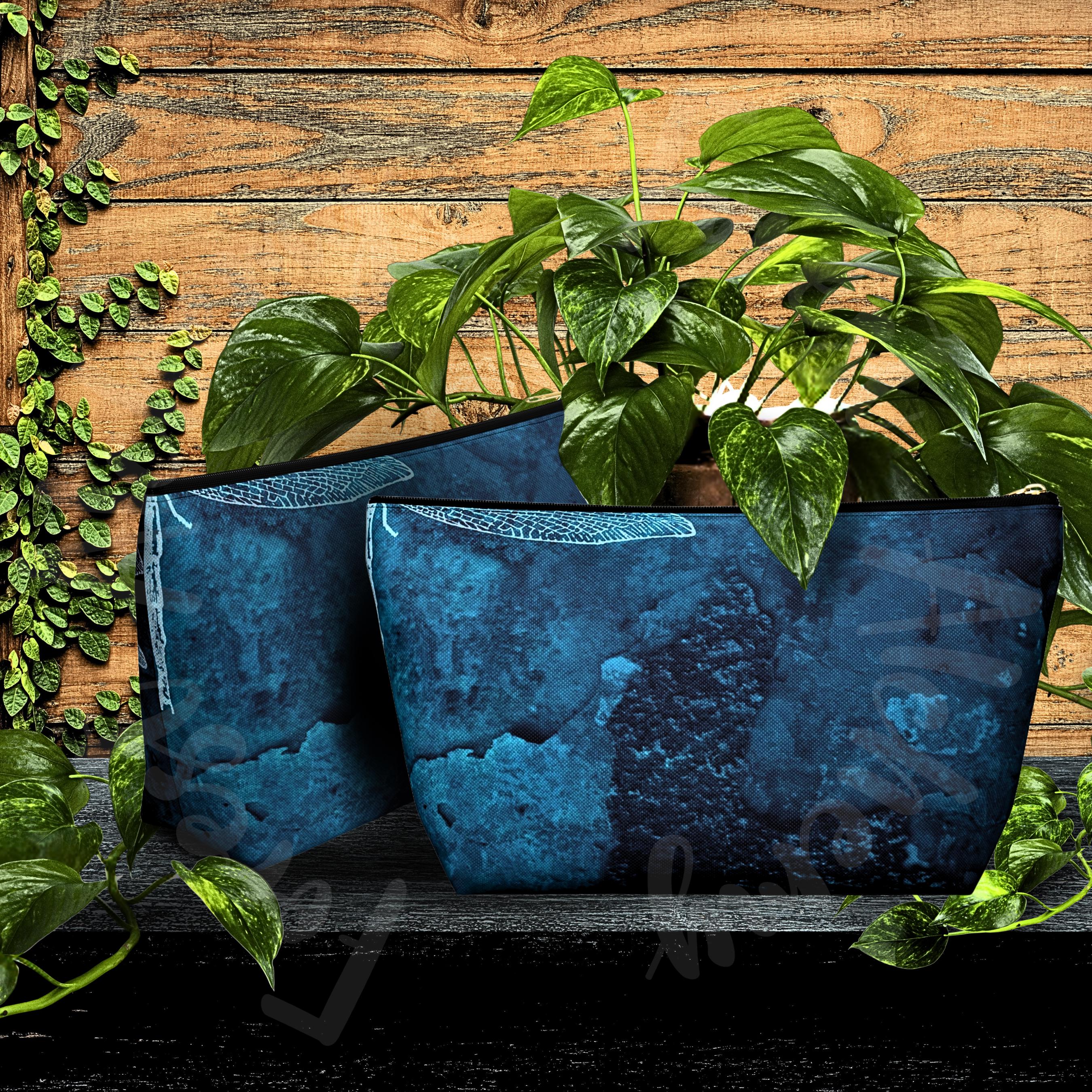 Dragonfly Accessory Pouch: Blue Insect Cosmetic Bag, Travel Organizer
