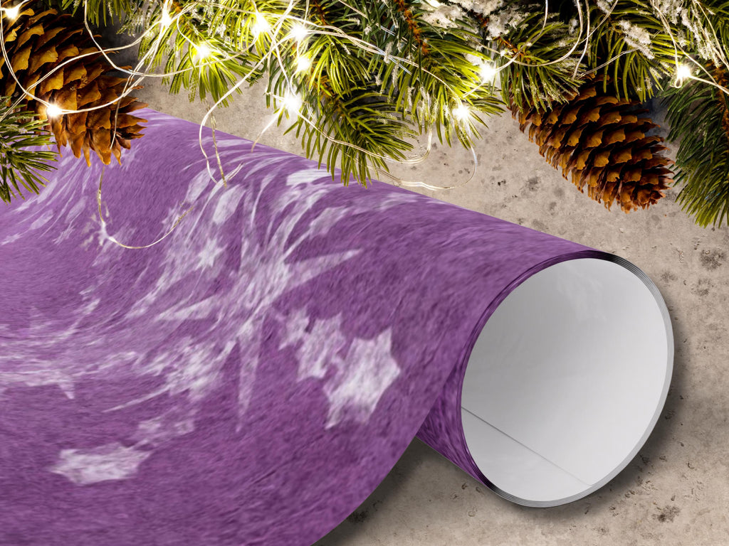 Whimsical Purple Snowflake Wrapping Paper, Holiday Gift Wrap, Seasonal Packaging, Winter Celebration Decor, Birthday, Christmas Wrap